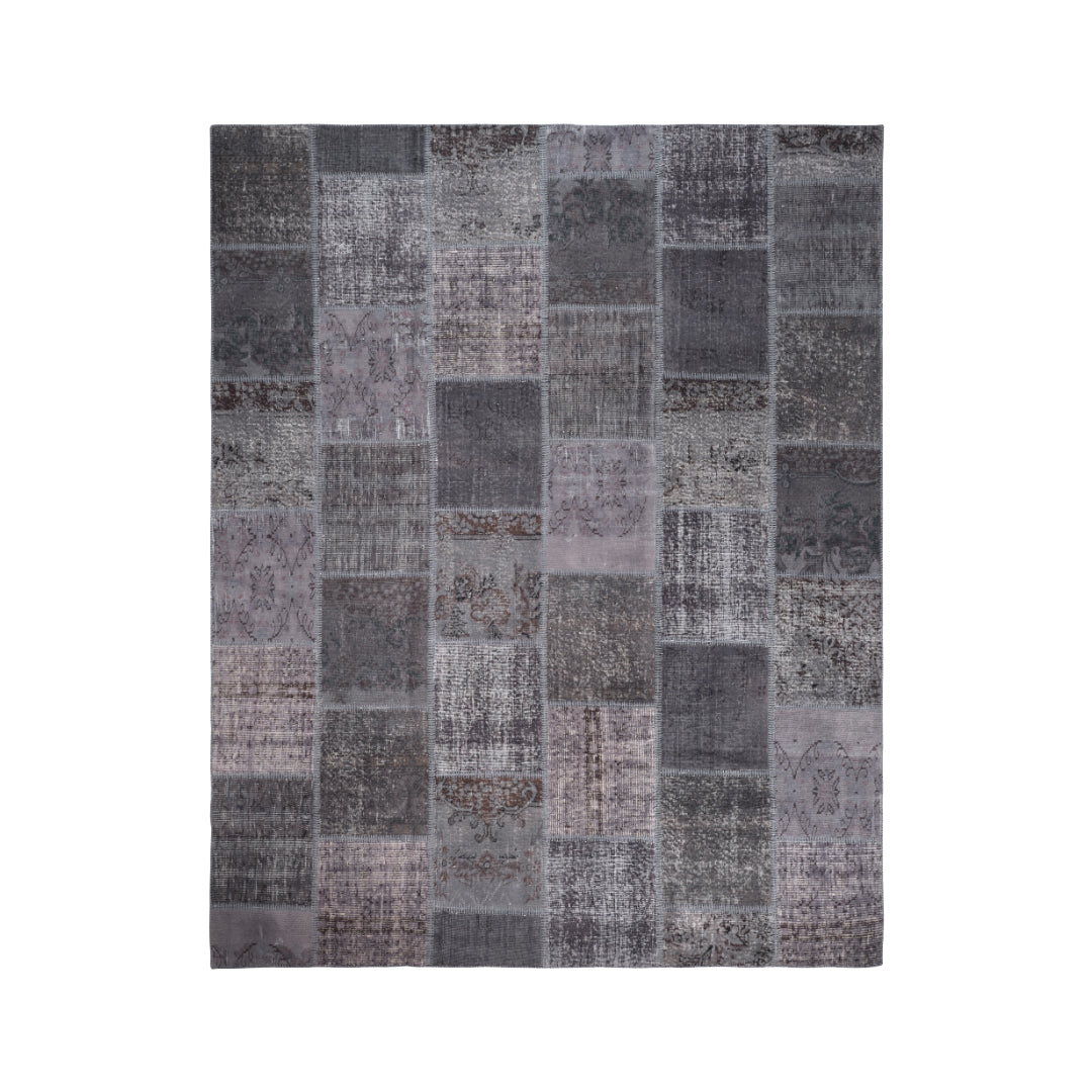 Vintage Gray Turkish Patchwork Pattern Rug - TUR-GRY-SAV-710-015 - Arconiz