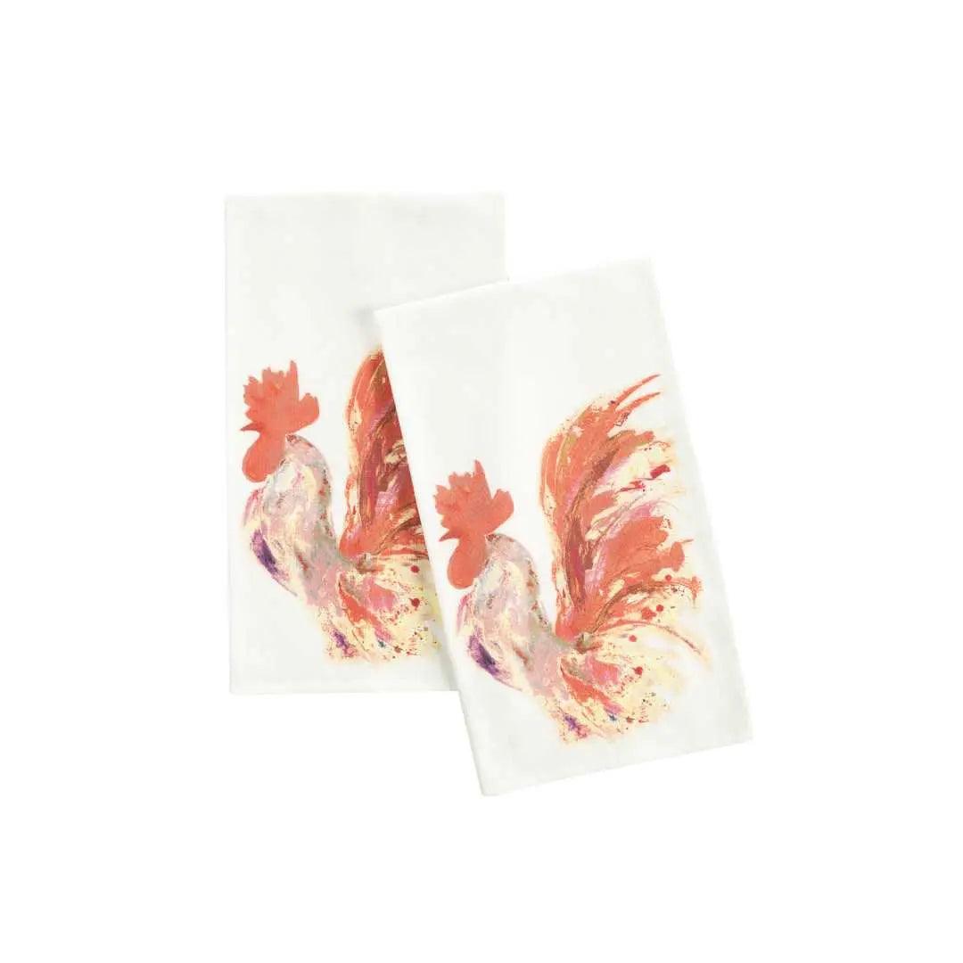 Rooster Pattern Kitchen Towel - 2 Piece Set - H7-LCR8-1NT6 - Arconiz