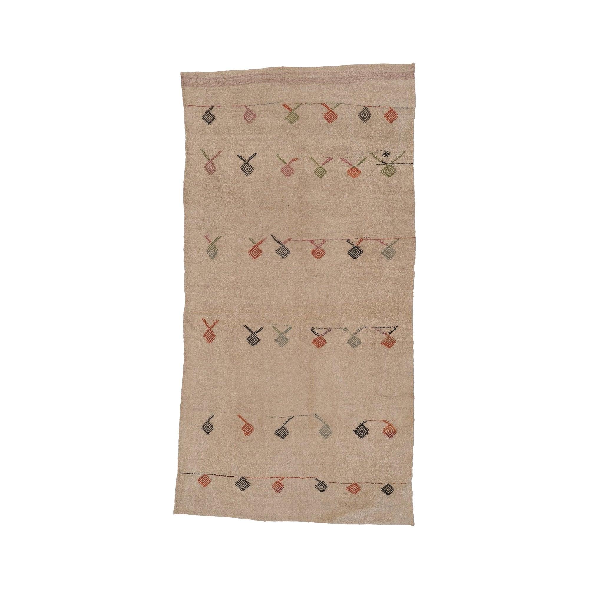 Handwoven Vintage Hemp Rug - 01-00164 - Arconiz