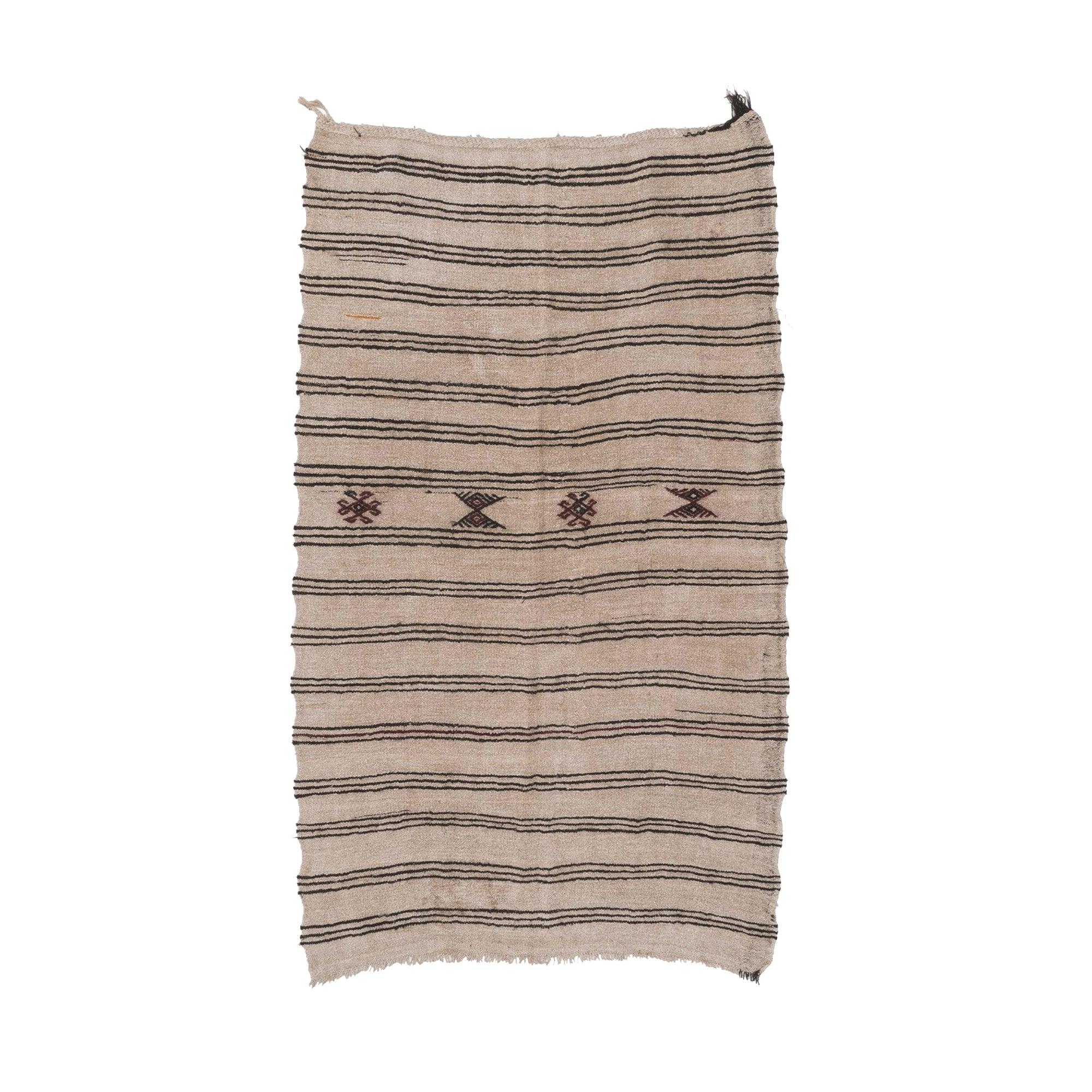 Hemp Bouquet Handwoven Vintage Hemp Rug - 01-00276 - Arconiz