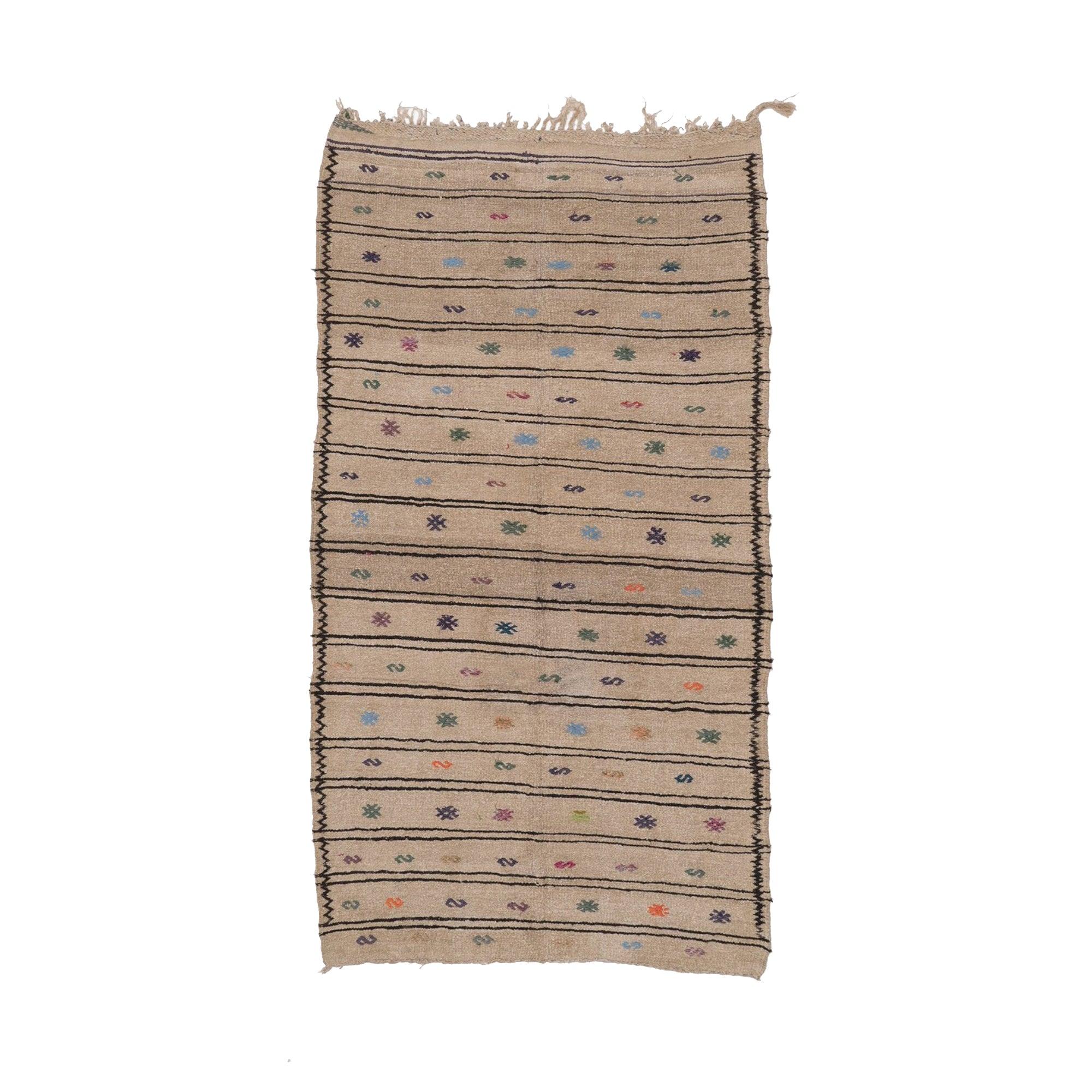 Hemp Bouquet Handwoven Vintage Hemp Rug - 01-00170 - Arconiz