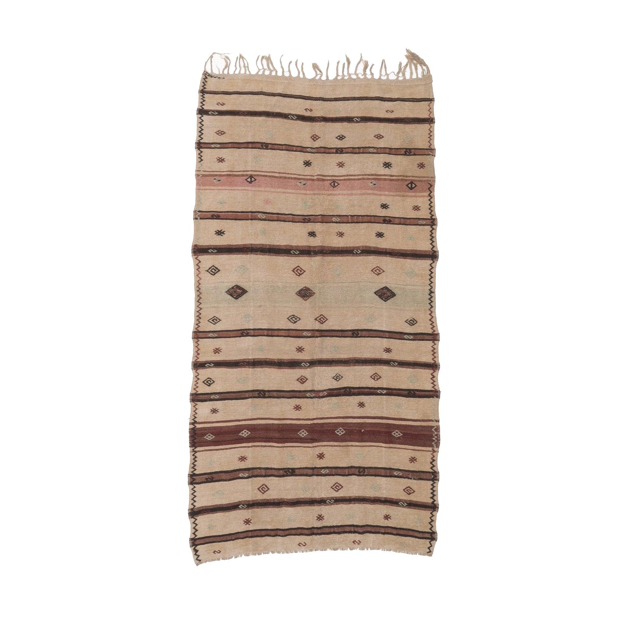 Hemp Bouquet Handwoven Vintage Hemp Rug - 01-00253 - Arconiz