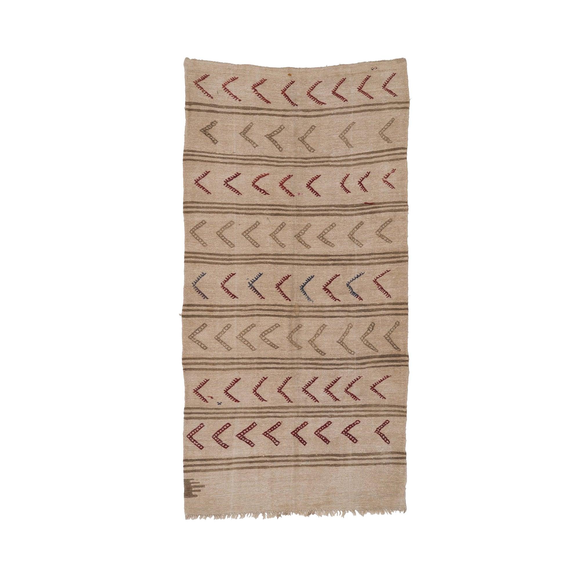 Hemp Bouquet Handwoven Vintage Hemp Rug - 01-00182 - Arconiz