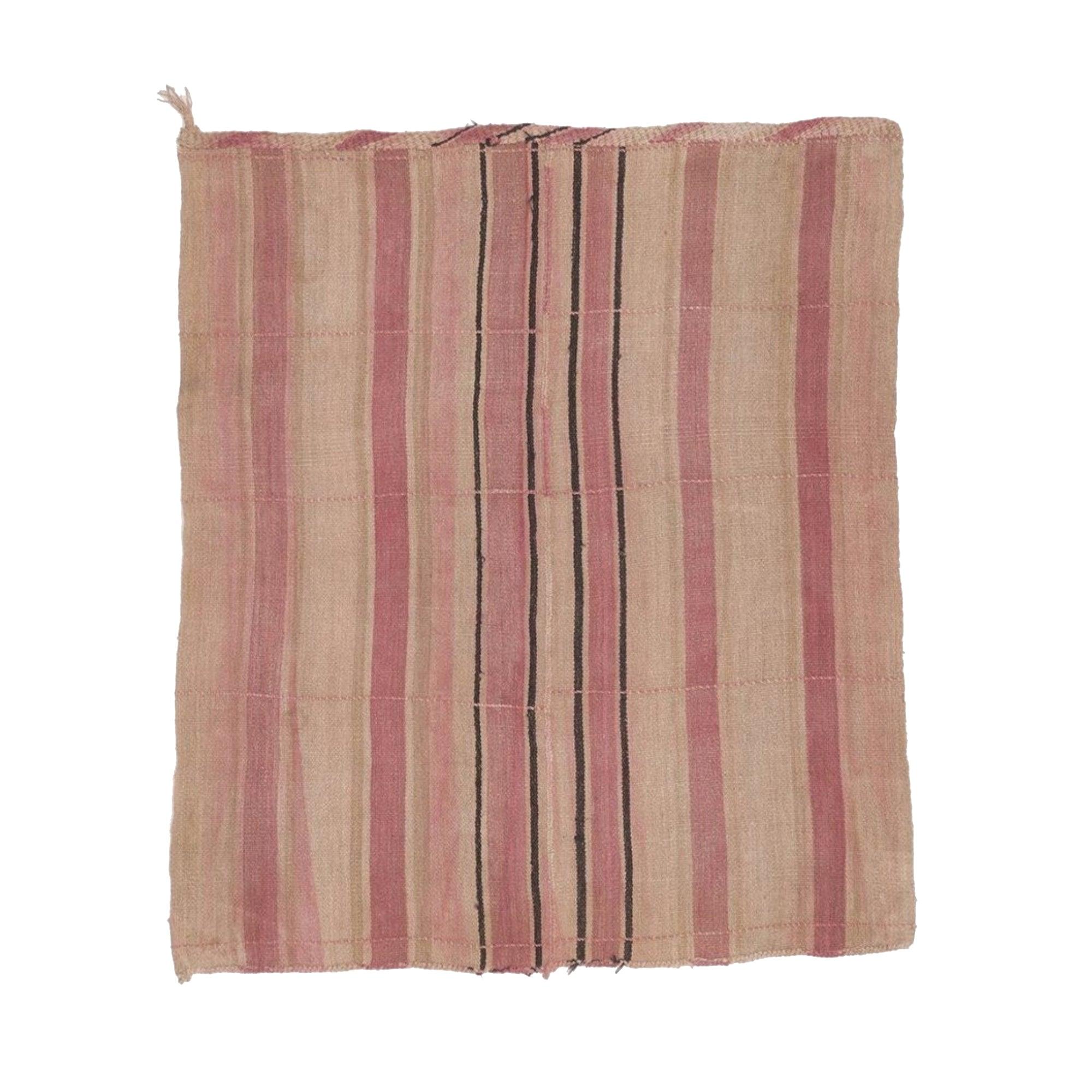 Hemp Bouquet Handwoven Vintage Hemp Rug, Pink/Beige - 01-00216 - Arconiz