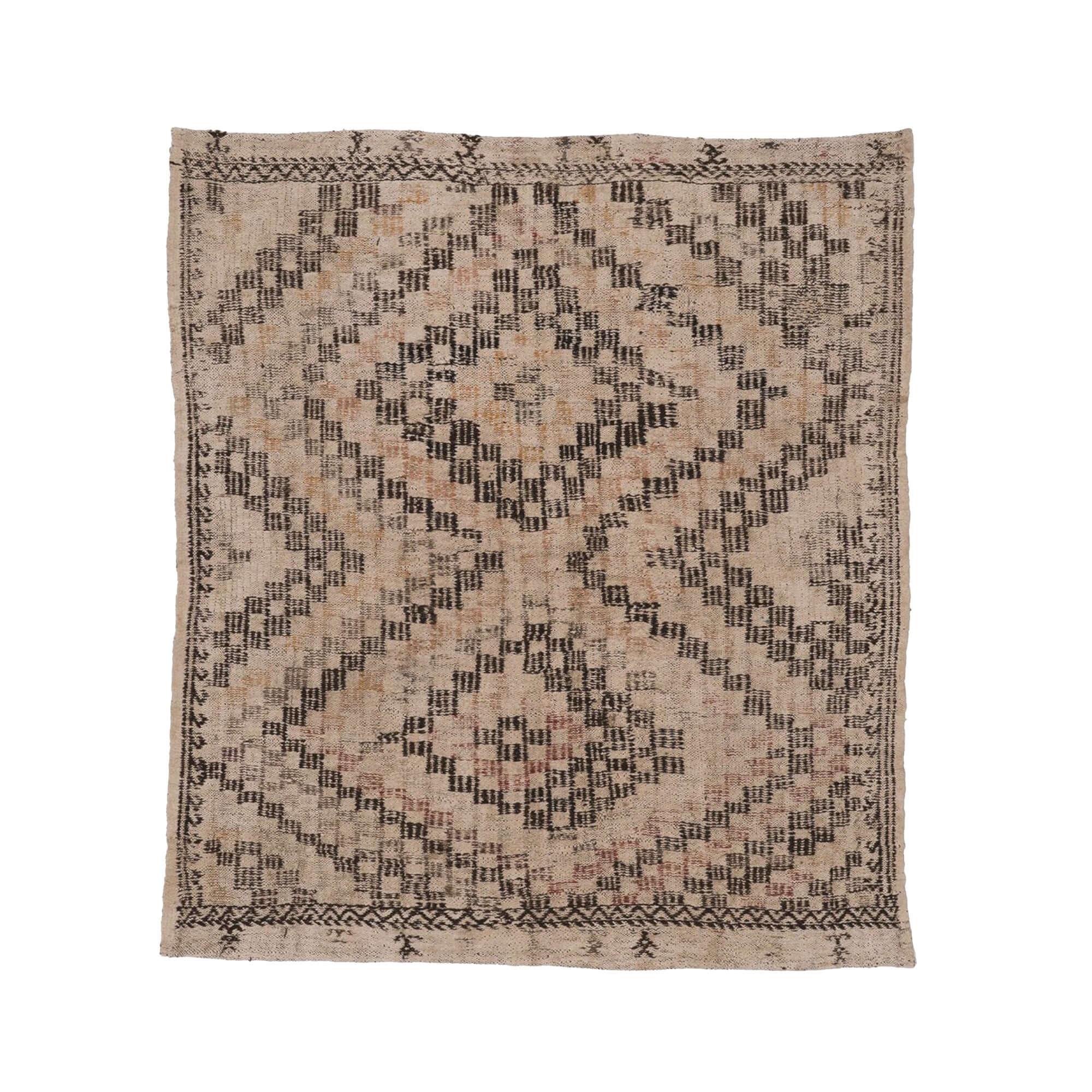 Hemp Bouquet Handwoven Vintage Hemp Rug, Anatolian Design - 01-00141 - Arconiz
