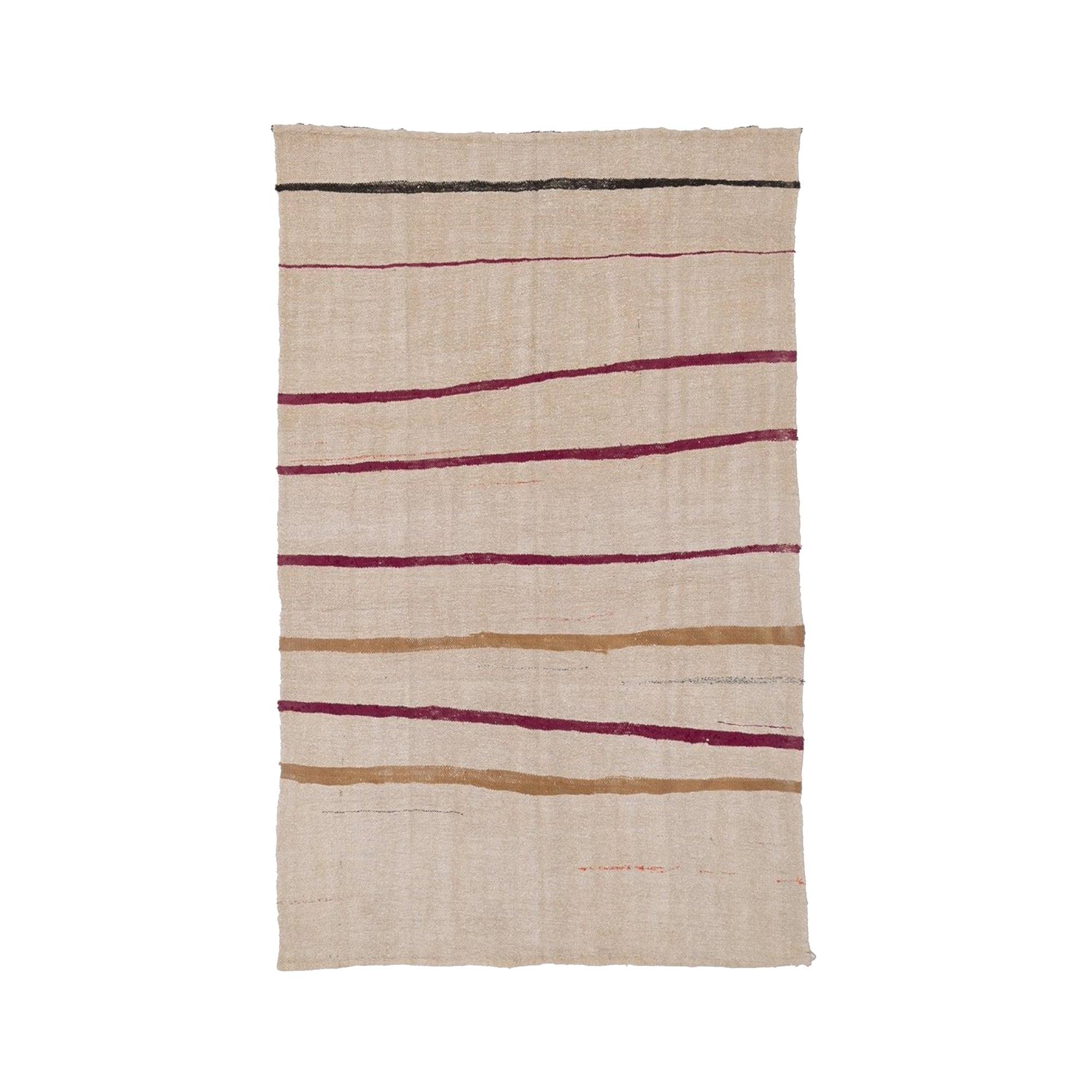 Hemp Bouquet Handwoven Vintage Hemp Rug - 01-00159 - Arconiz