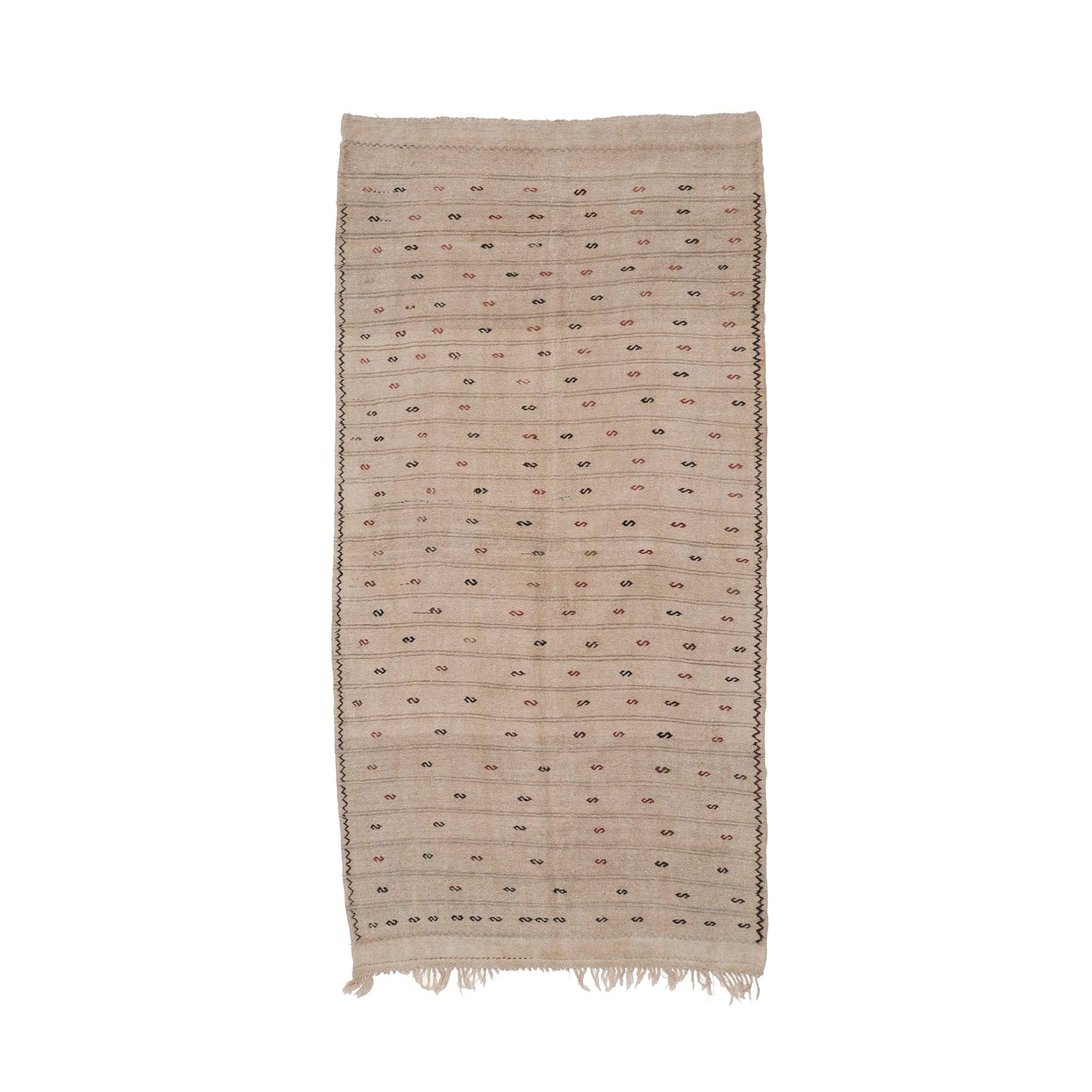 Hemp Bouquet Handwoven Vintage Rug, Anatolian Design - 01-00178 - Arconiz