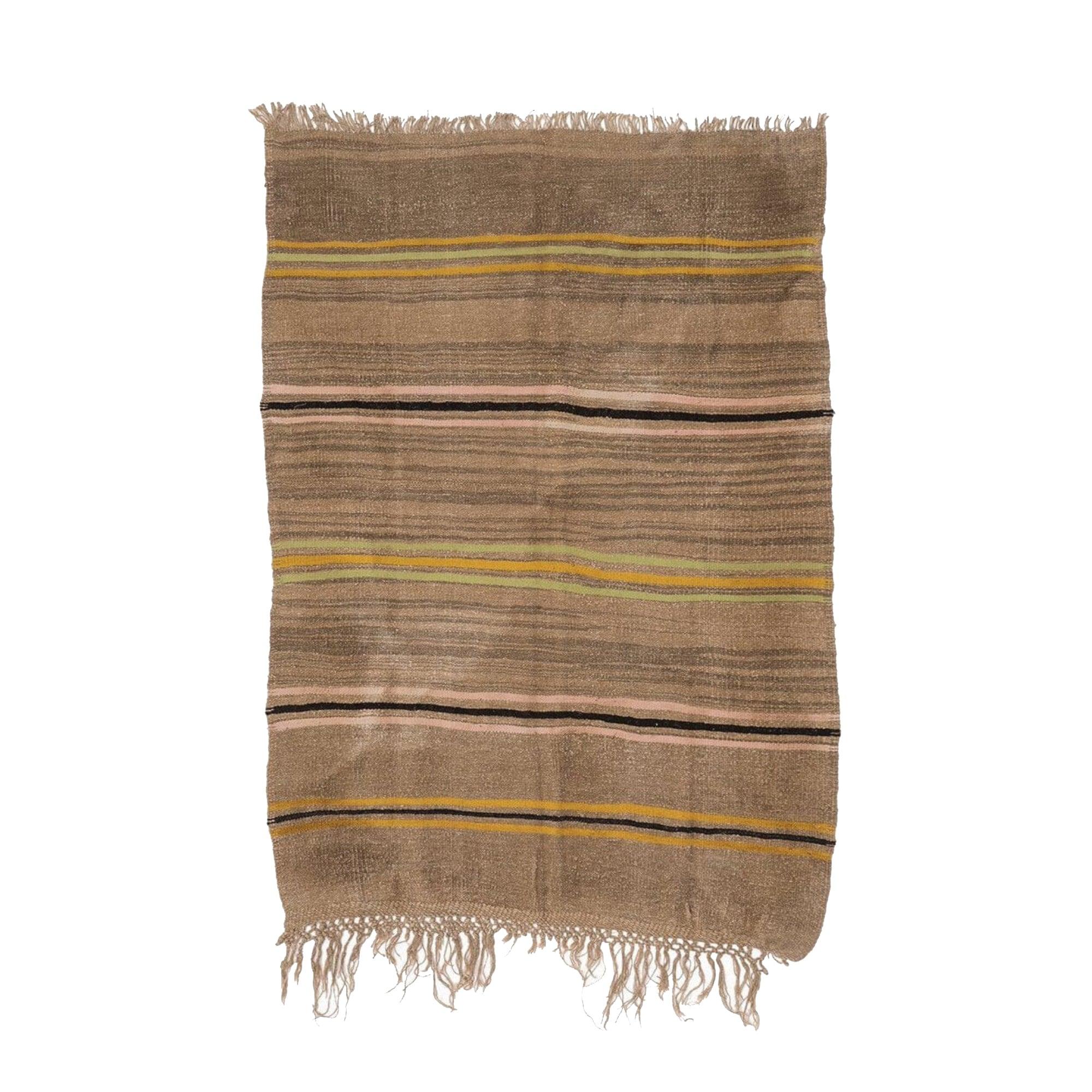 Hemp Bouquet Handwoven Vintage Rug - 01-00095 - Arconiz