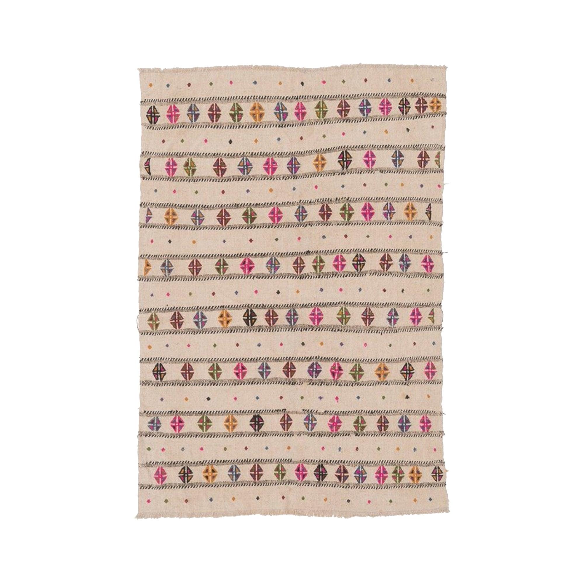 Hemp Bouquet Handwoven Vintage Anatolian Rug - 01-00212 - Arconiz