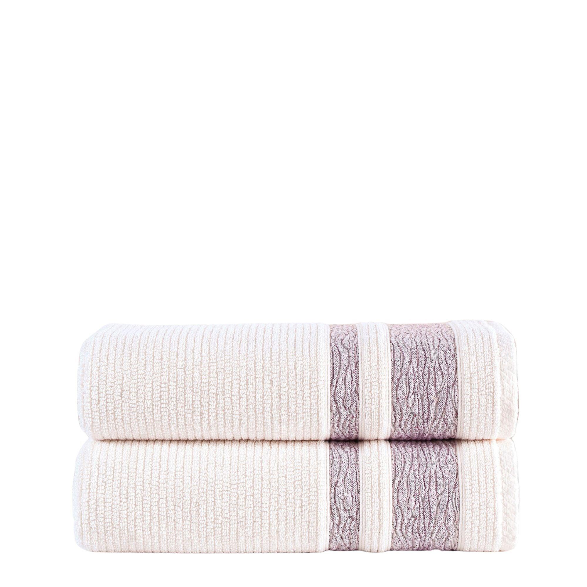 Burgundy Bordure Jacquard Turkish Cotton Bath Towels - 2 Piece Set - BAT-1.JAQ-MAR-30.56-1.1.2 - Arconiz
