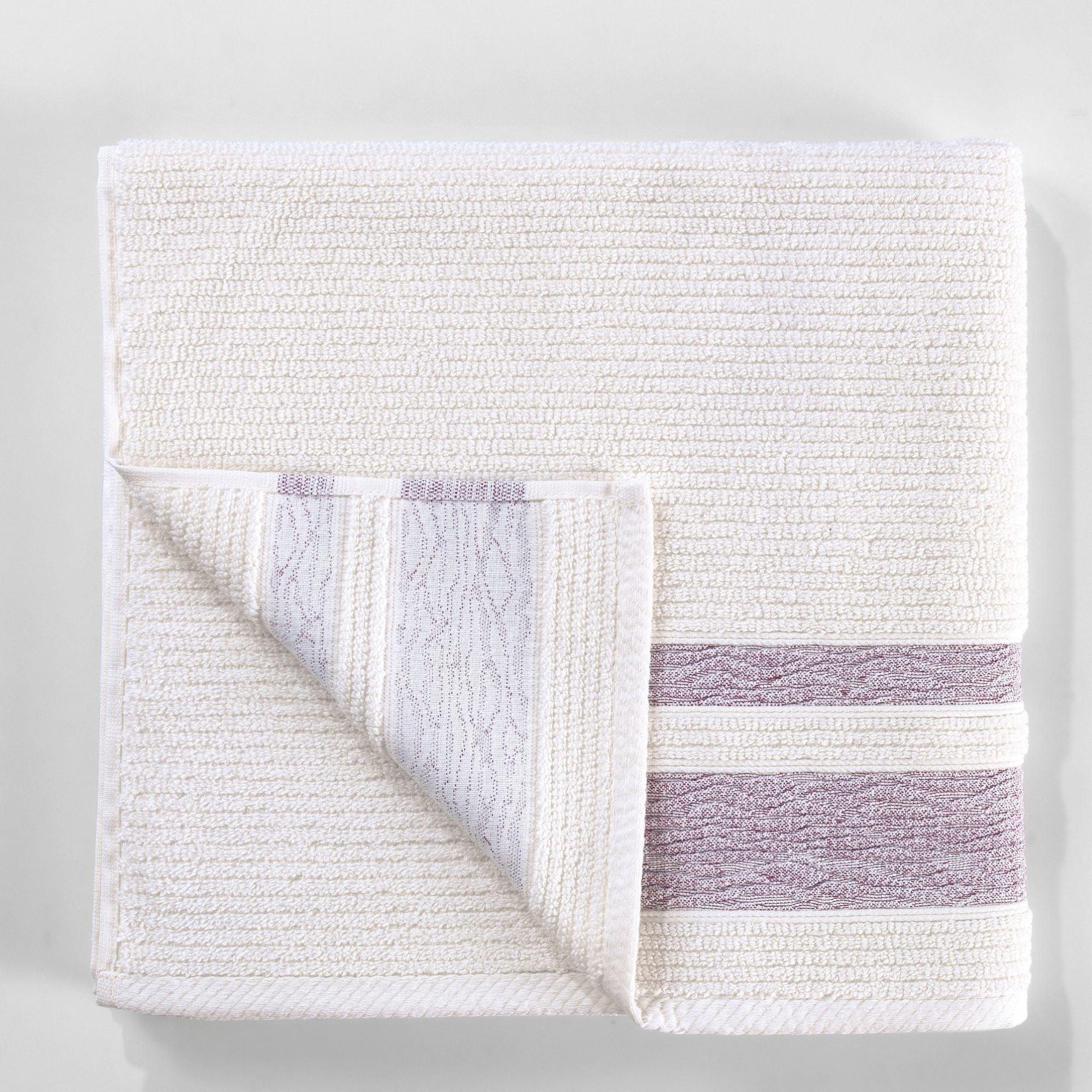 Burgundy Bordure Jacquard Turkish Cotton Bath Towels - 4 Piece Set - BAT-1.JAQ-PUR-30.56-1.1.9 - Arconiz