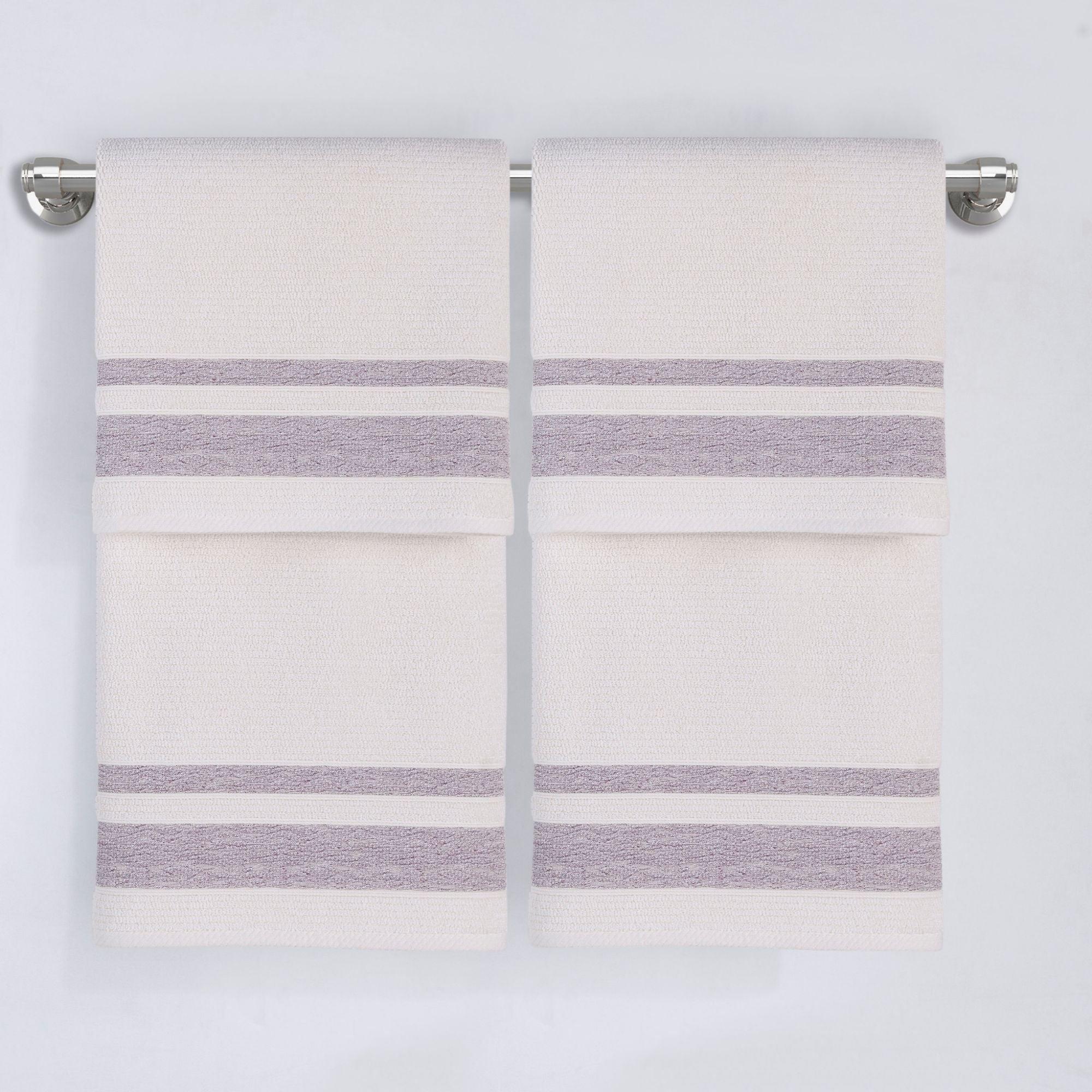 Burgundy Bordure Jacquard Turkish Cotton Bath Towels - 4 Piece Set - BAT-1.JAQ-PUR-30.56-1.1.9 - Arconiz