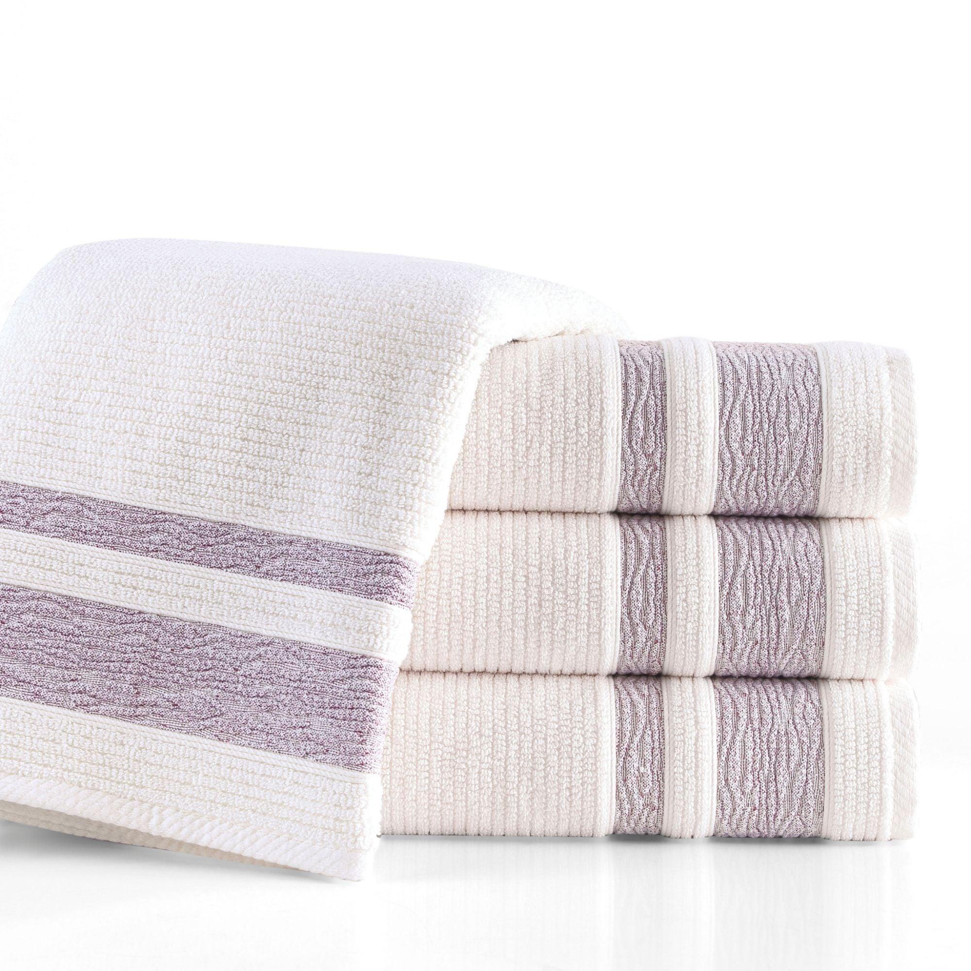 Burgundy Bordure Jacquard Turkish Cotton Bath Towels - 4 Piece Set - BAT-1.JAQ-PUR-30.56-1.1.9 - Arconiz