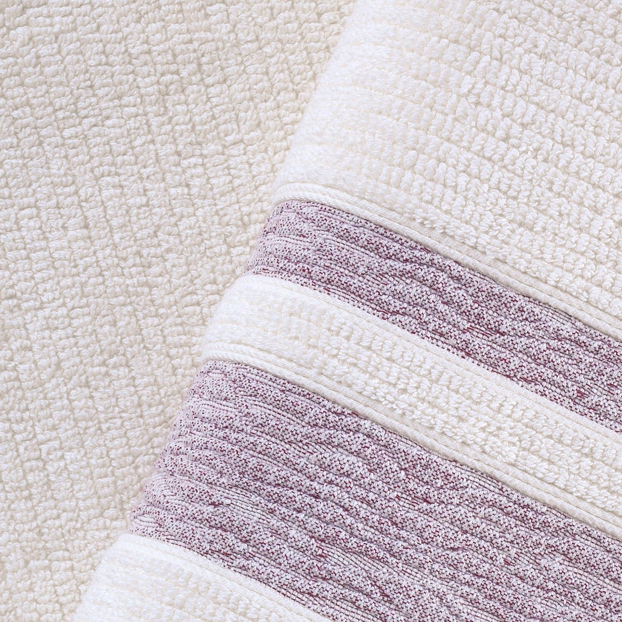 Luxury, Quick Dry Ribbed Bath Towel Burgundy Bordure - BAT-1.JAQ-MAR-30.56-1.1.1 - Arconiz