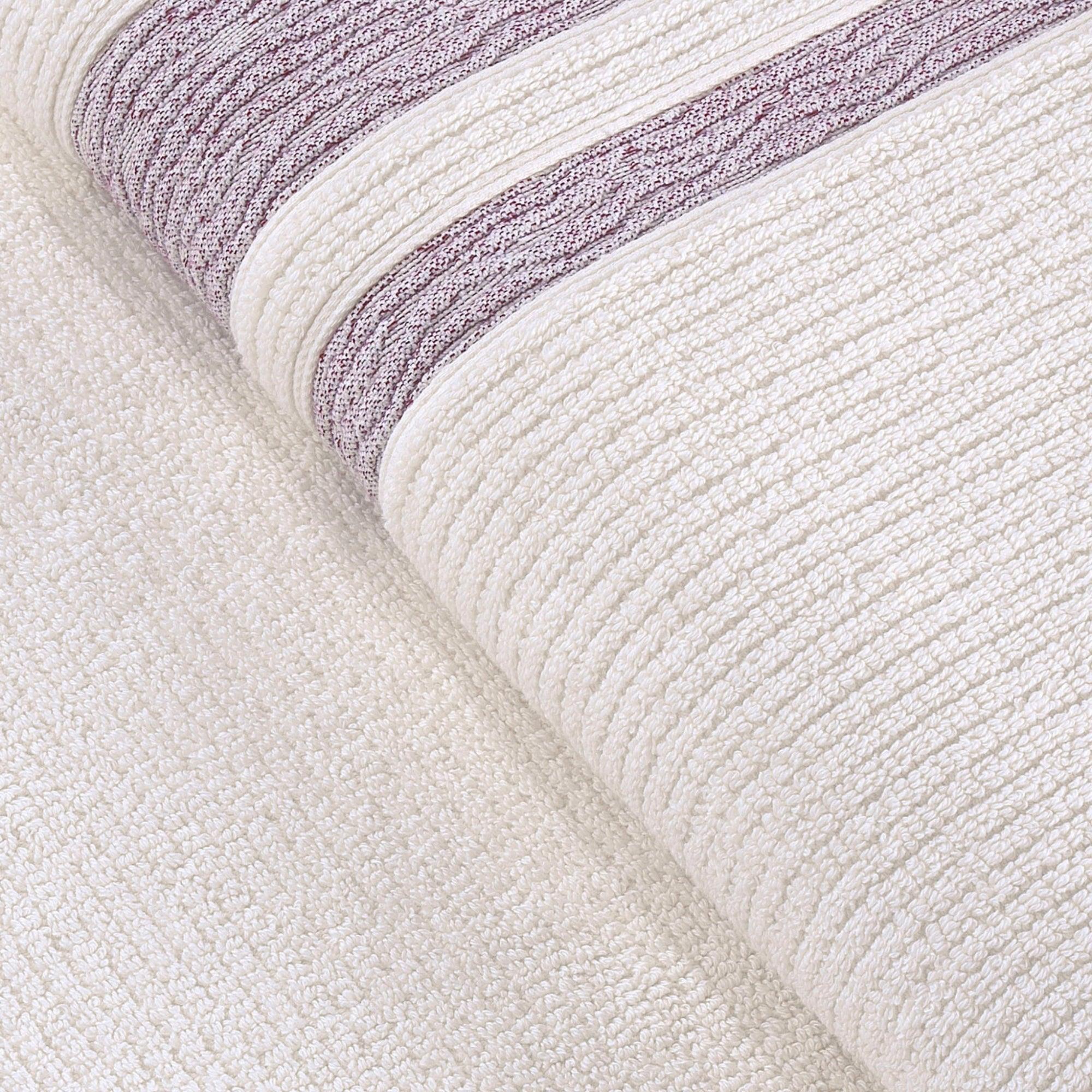 Luxury, Quick Dry Ribbed Bath Towel Burgundy Bordure - BAT-1.JAQ-MAR-30.56-1.1.1 - Arconiz