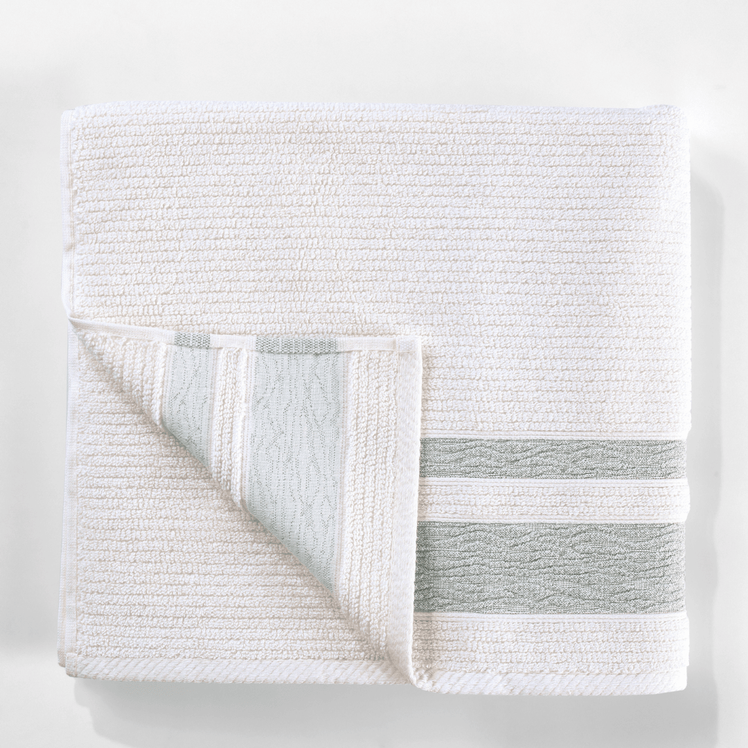 Dark Green Bordure Jacquard Turkish Cotton Bath Towels - 2 Piece Set - BAT-1.JAQ-OLI-30.56-1.1.2 - Arconiz