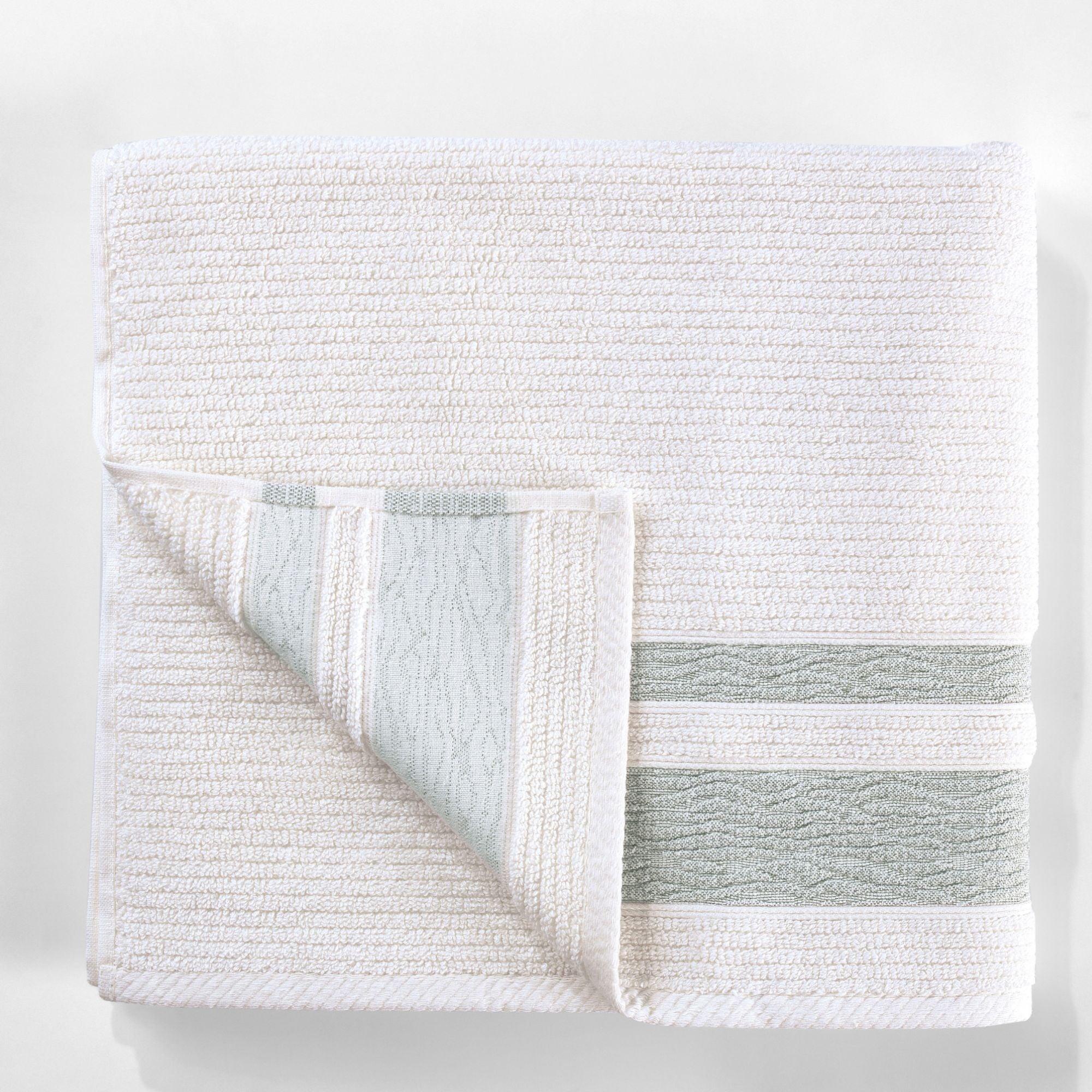 Green Bordure Jacquard Turkish Cotton Bath Towels - 4 Piece Set - BAT-1.JAQ-PUR-30.56-1.1.6 - Arconiz