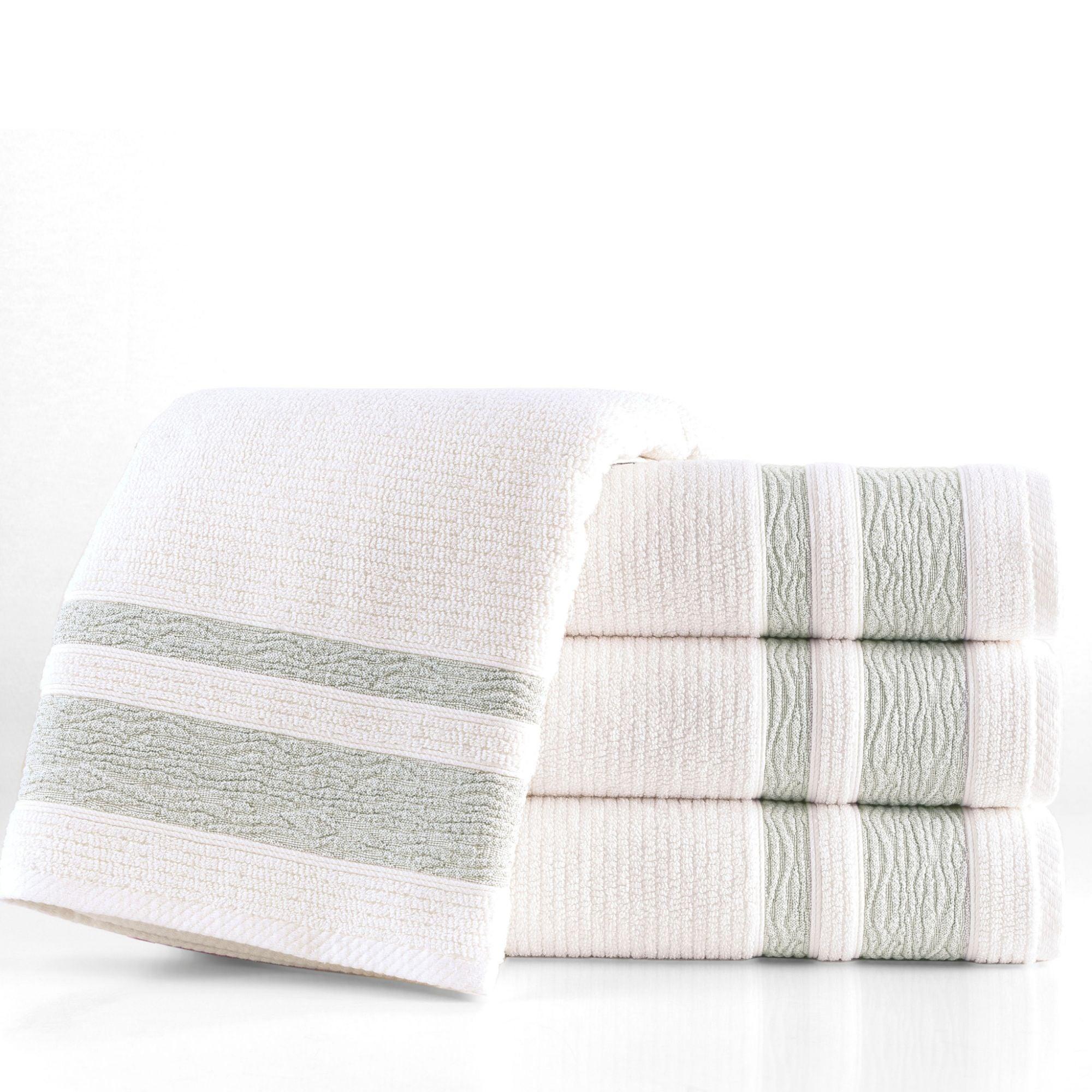 Green Bordure Jacquard Turkish Cotton Bath Towels - 4 Piece Set - BAT-1.JAQ-PUR-30.56-1.1.6 - Arconiz