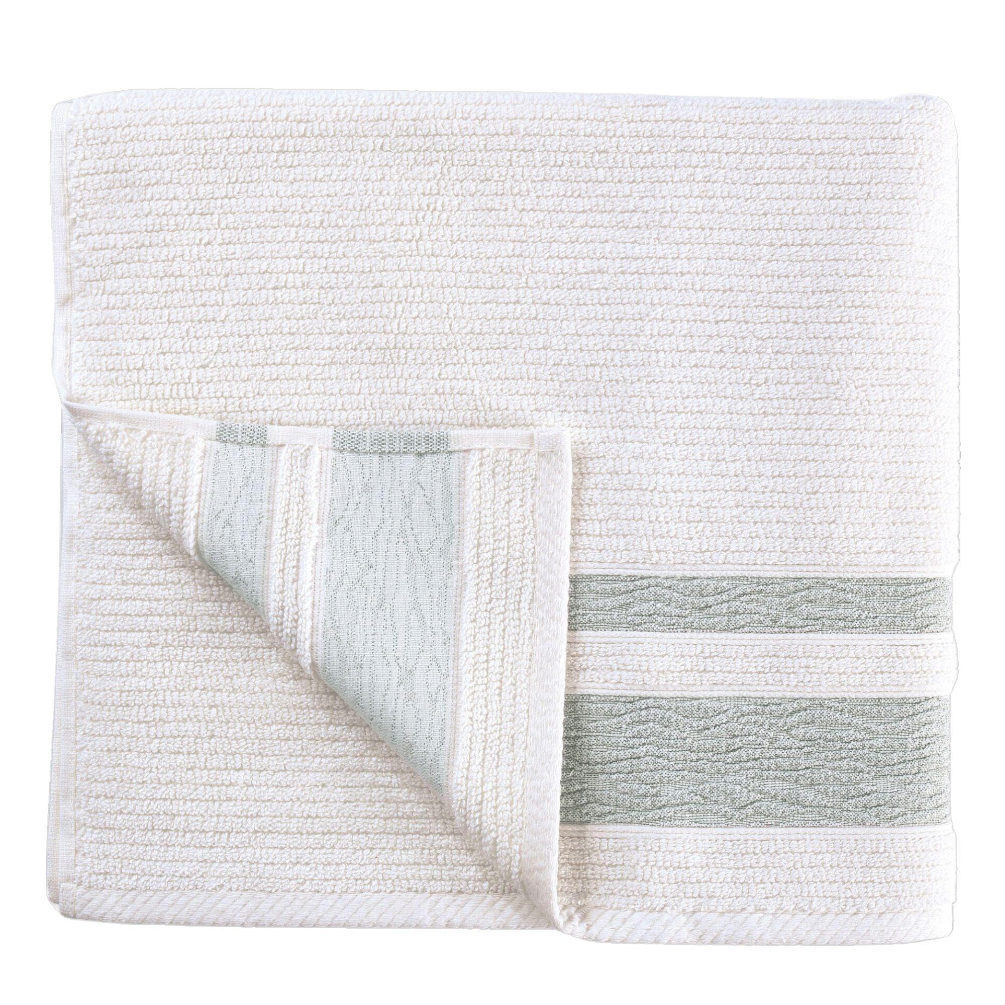 Luxury, Quick Dry Ribbed Bath Towel Dark Green Bordure - BAT-1.JAQ-OLI-30.56-1.1.1 - Arconiz