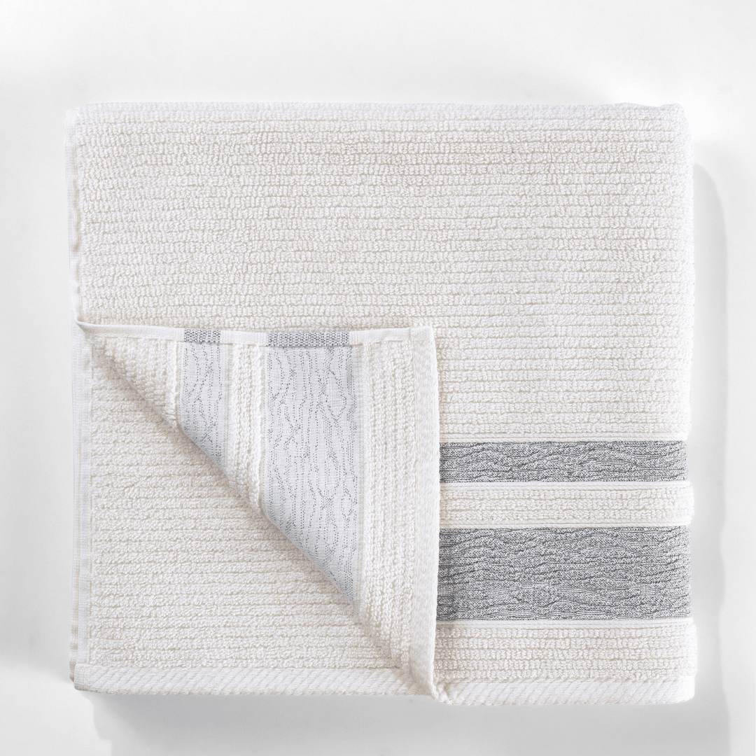 Jacquard Turkish Cotton Bath Towels - 2 Piece Set Grey Bordure - BAT-1.JAQ-GRE-30.56-1.1.2 - Arconiz