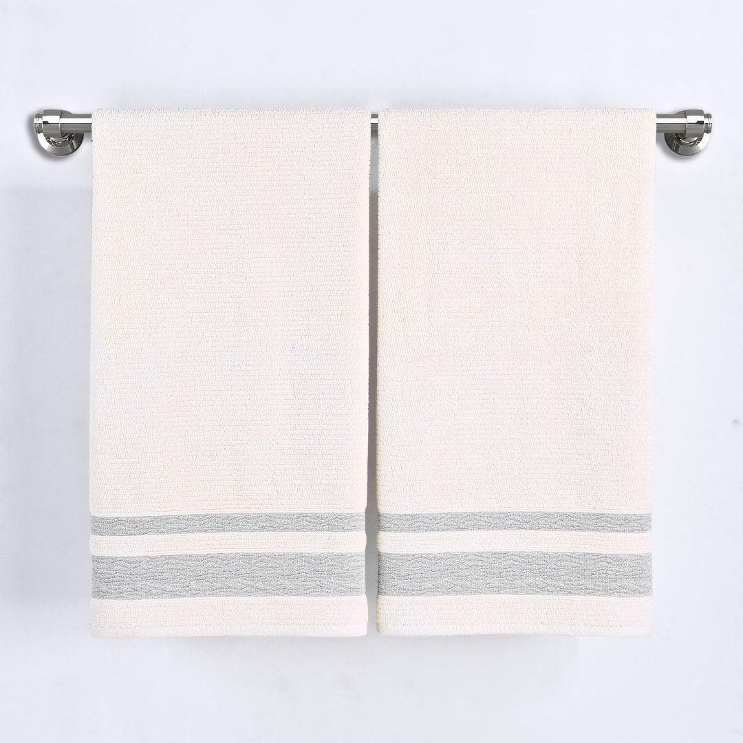 Jacquard Turkish Cotton Bath Towels - 2 Piece Set Grey Bordure - BAT-1.JAQ-GRE-30.56-1.1.2 - Arconiz