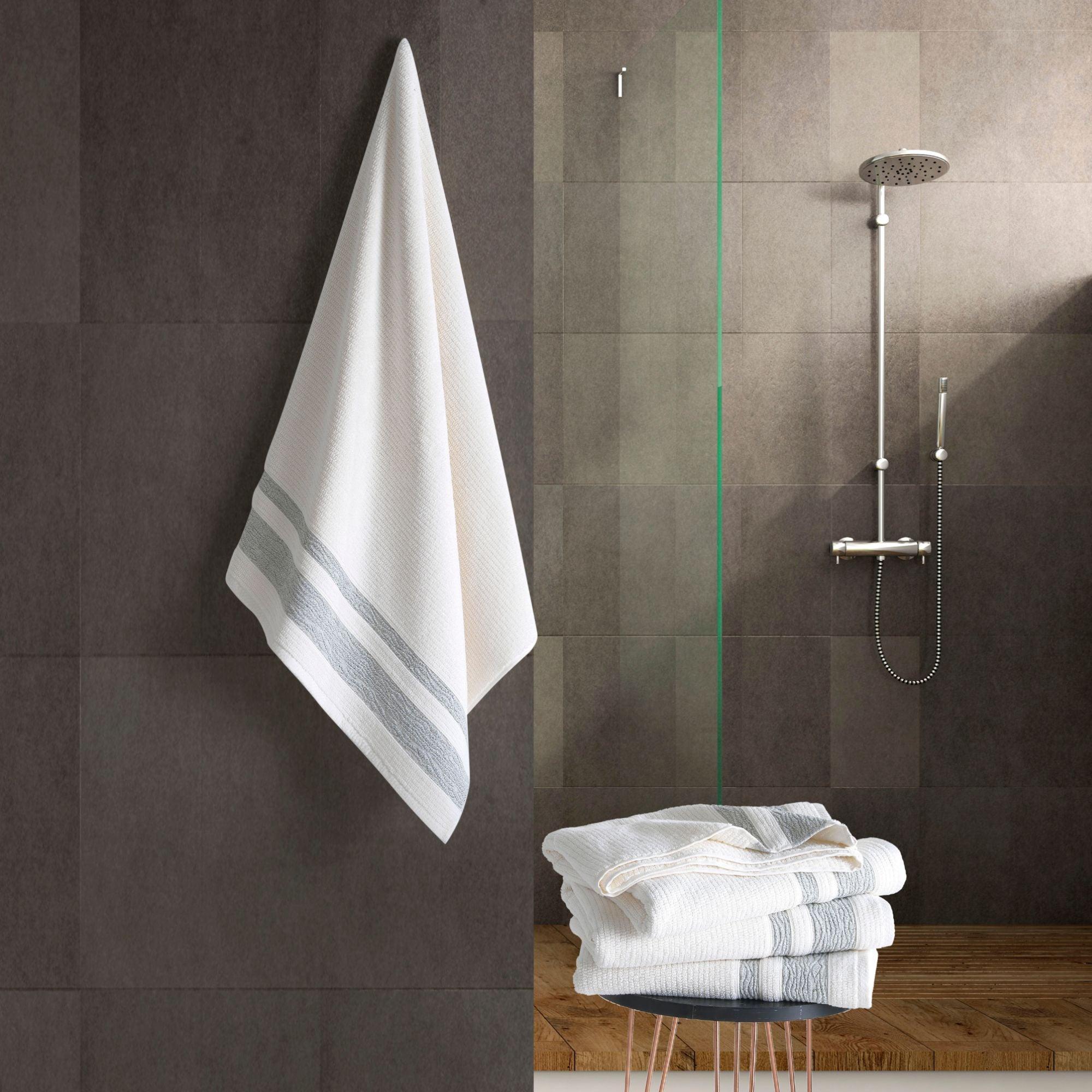 Purple Bordure Jacquard Turkish Cotton Bath Towels - 4 Piece Set - BAT-1.JAQ-PUR-30.56-1.1.4 - Arconiz