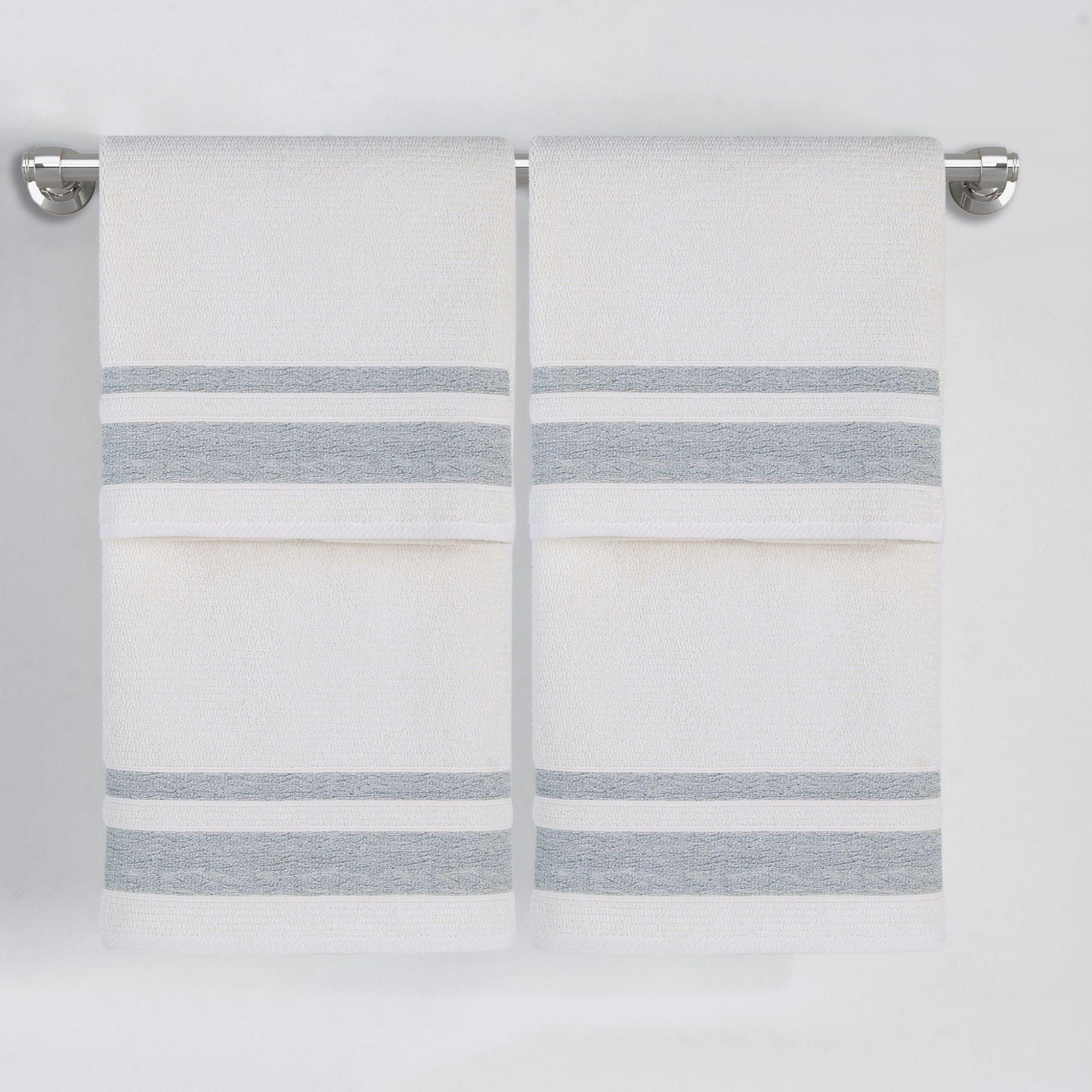 Grey Bordure Jacquard Turkish Cotton Bath Towels - 4 Piece Set - BAT-1.JAQ-PUR-30.56-1.1.5 - Arconiz