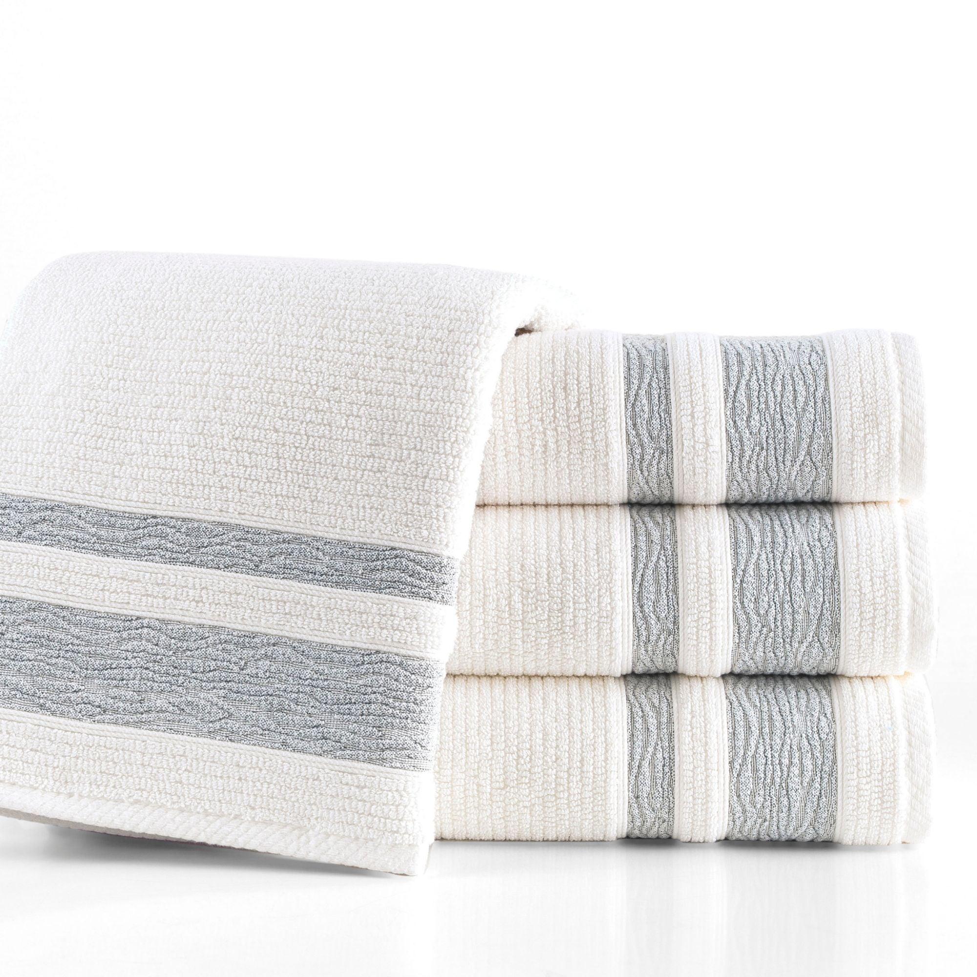 Grey Bordure Jacquard Turkish Cotton Bath Towels - 4 Piece Set - BAT-1.JAQ-PUR-30.56-1.1.5 - Arconiz