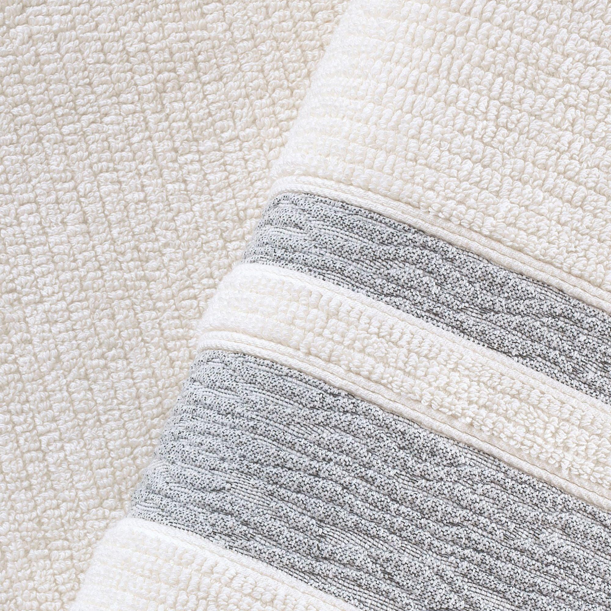 Grey Bordure Jacquard Turkish Cotton Bath Towels - 4 Piece Set - BAT-1.JAQ-PUR-30.56-1.1.5 - Arconiz