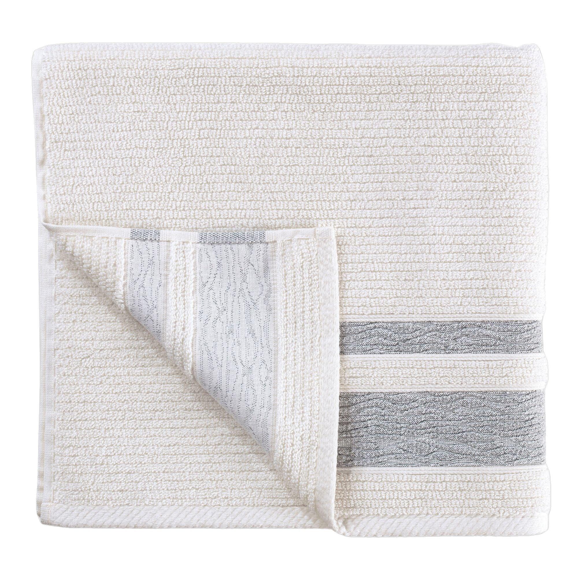 Luxury, Quick Dry Ribbed Bath Towel Grey Bordure - BAT-1.JAQ-GRE-30.56-1.1.1 - Arconiz