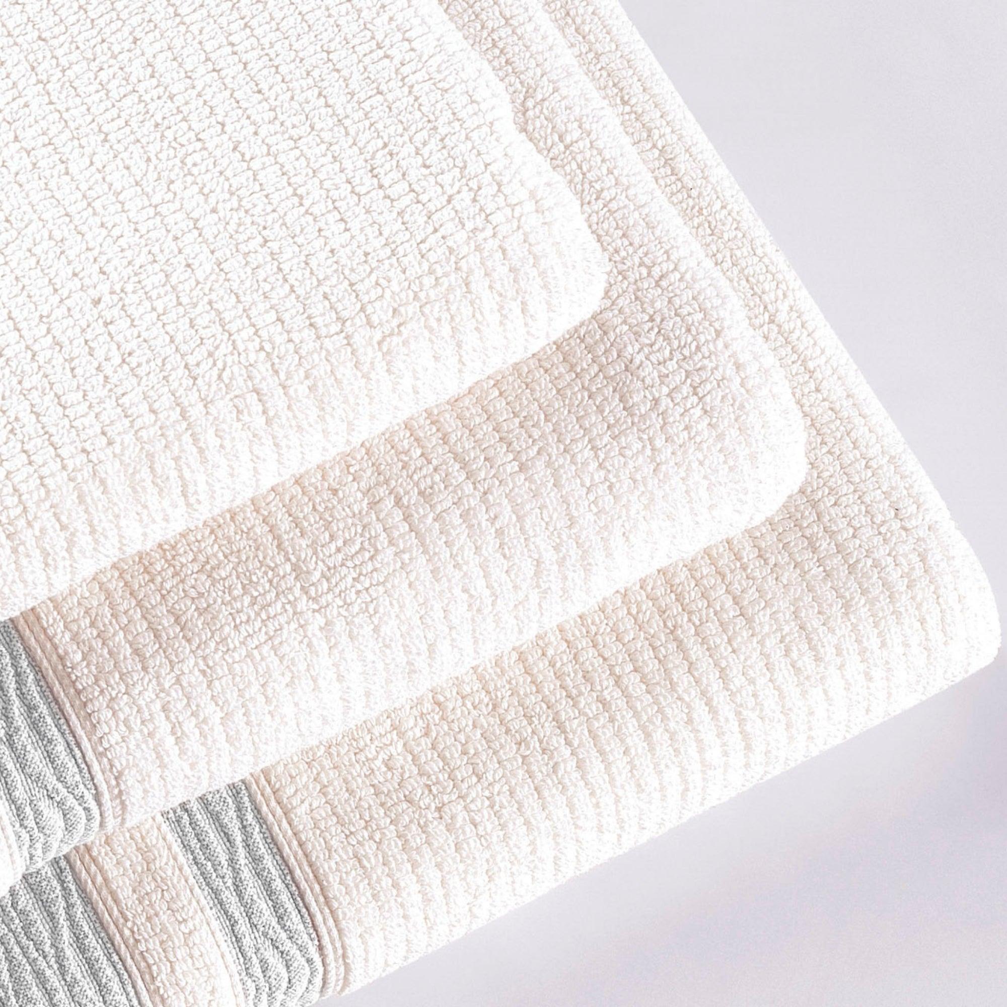 Luxury, Quick Dry Ribbed Bath Towel Grey Bordure - BAT-1.JAQ-GRE-30.56-1.1.1 - Arconiz