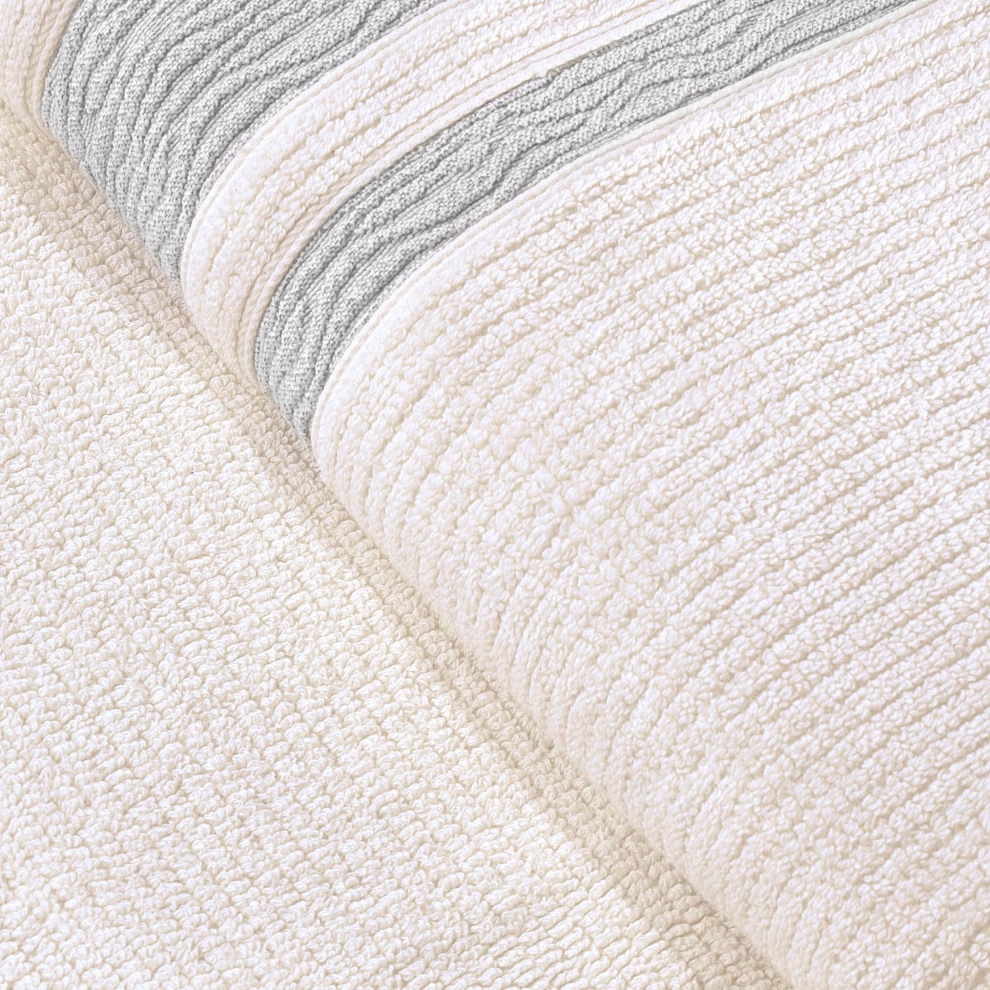 Luxury, Quick Dry Ribbed Bath Towel Grey Bordure - BAT-1.JAQ-GRE-30.56-1.1.1 - Arconiz