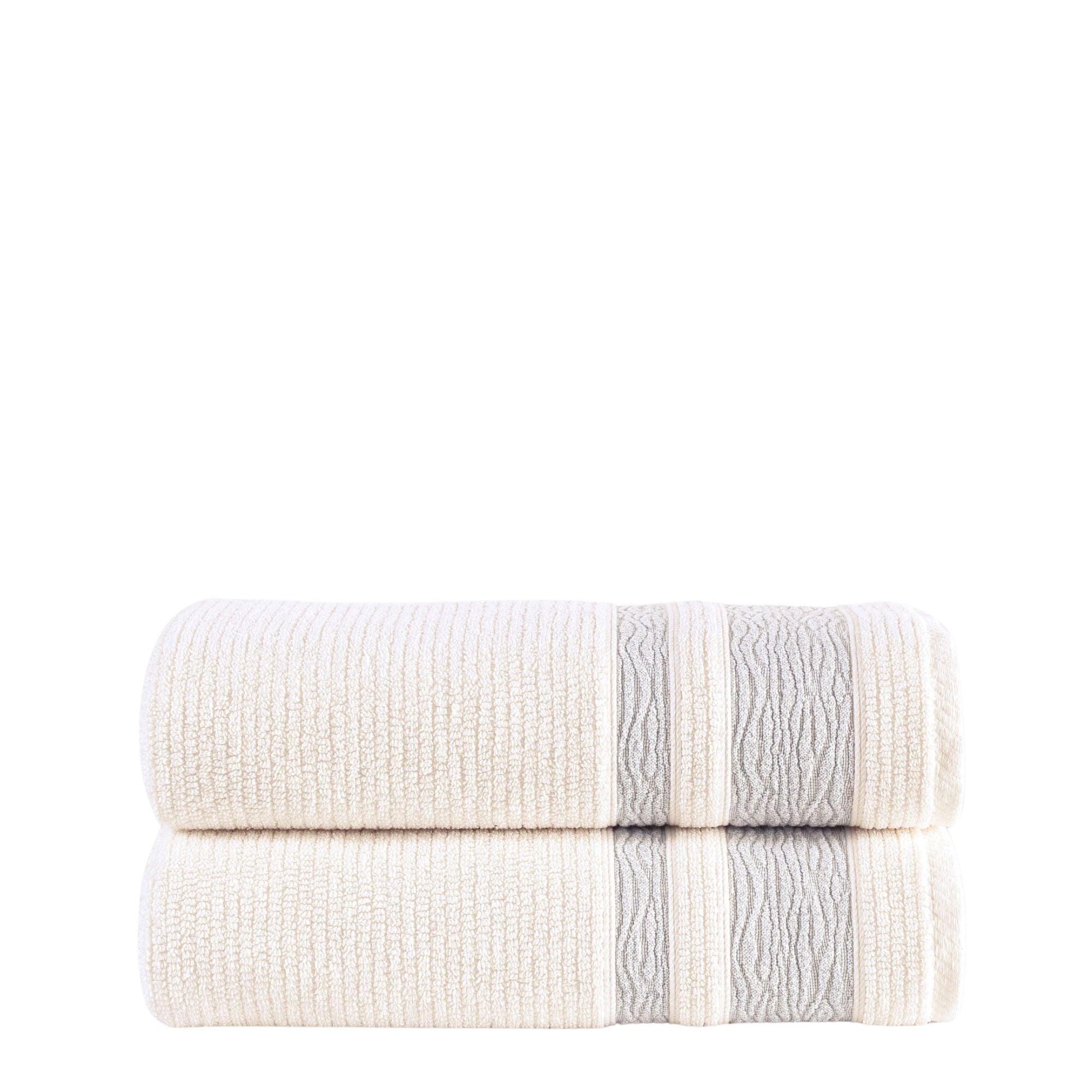 Jacquard Turkish Cotton Bath Towels - 2 Piece Set Light Green Bordure - BAT-1.JAQ-LIG-30.56-1.1.2 - Arconiz