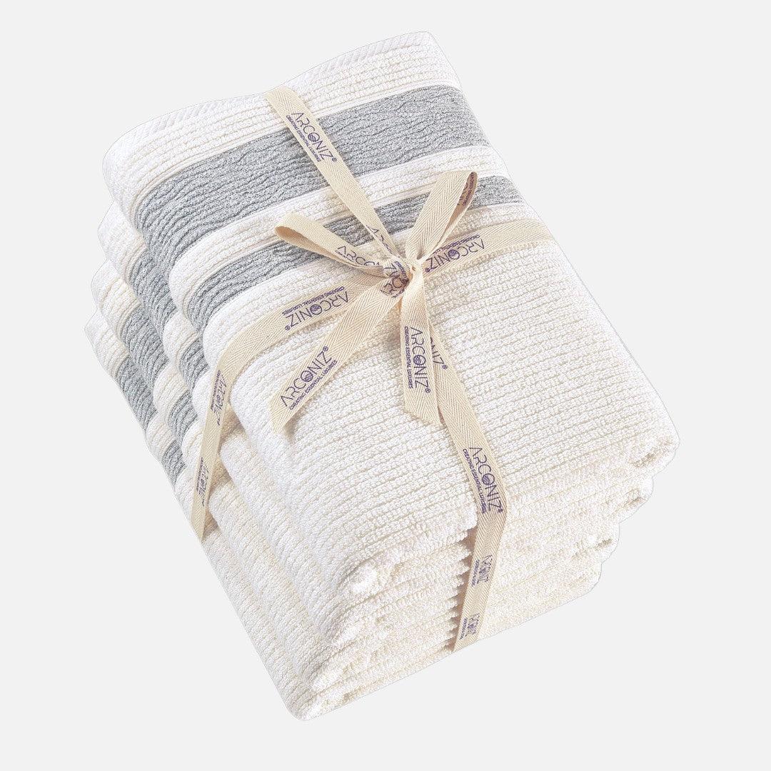 Jacquard Turkish Cotton Bath Towels - 2 Piece Set Light Green Bordure - BAT-1.JAQ-LIG-30.56-1.1.2 - Arconiz