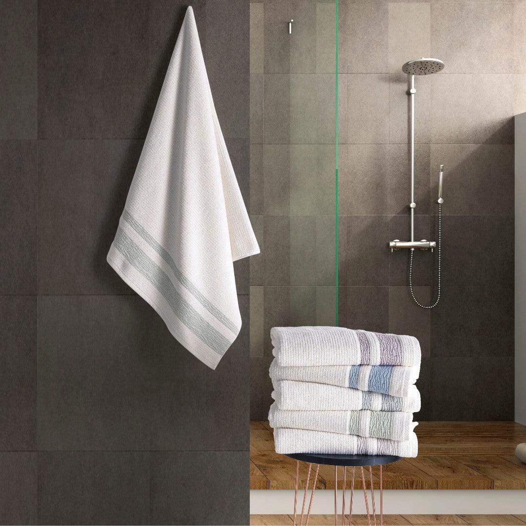 Jacquard Turkish Cotton Bath Towels - 2 Piece Set Light Green Bordure - BAT-1.JAQ-LIG-30.56-1.1.2 - Arconiz