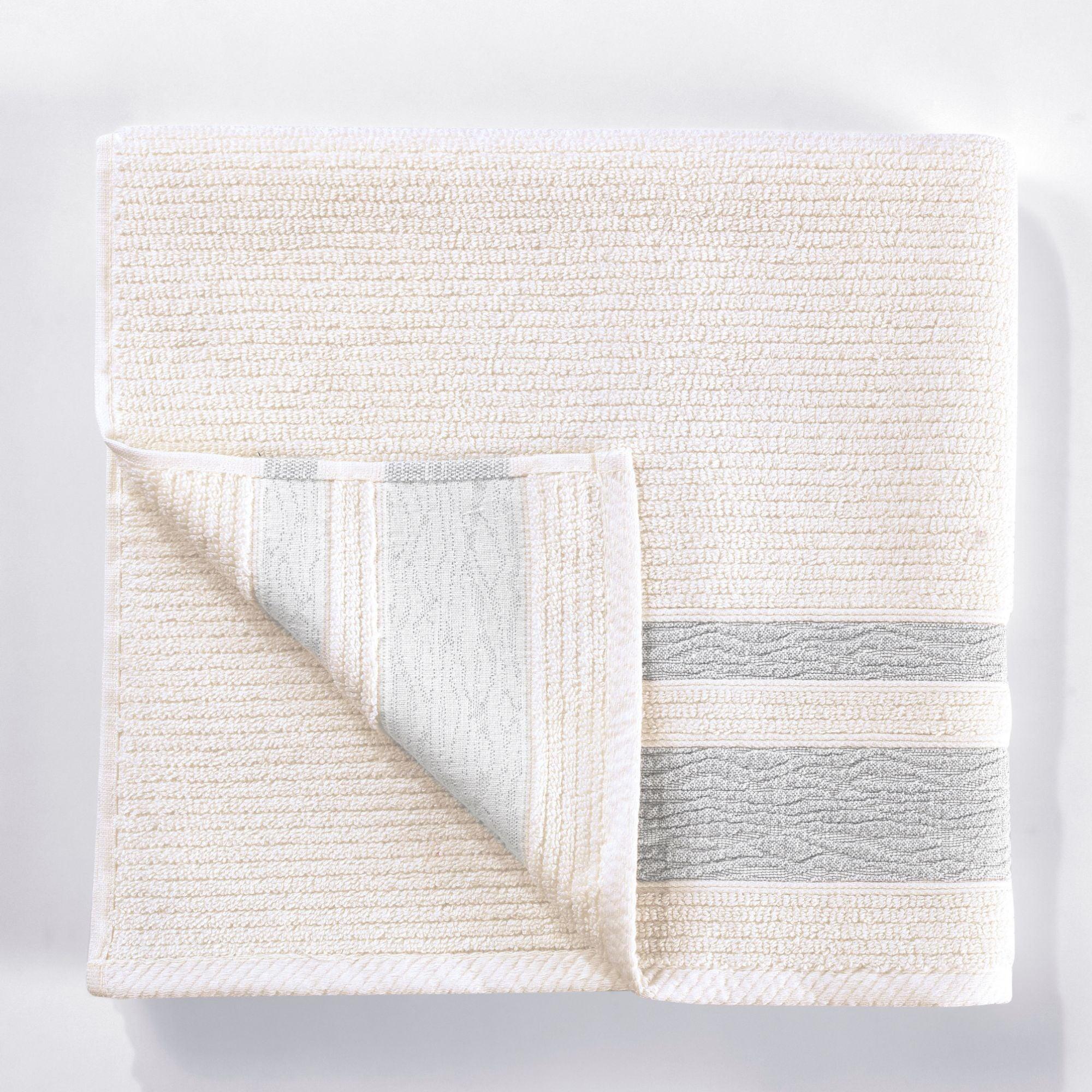Light Green Bordure Jacquard Turkish Cotton Bath Towels - 4 Piece Set - BAT-1.JAQ-PUR-30.56-1.1.8 - Arconiz