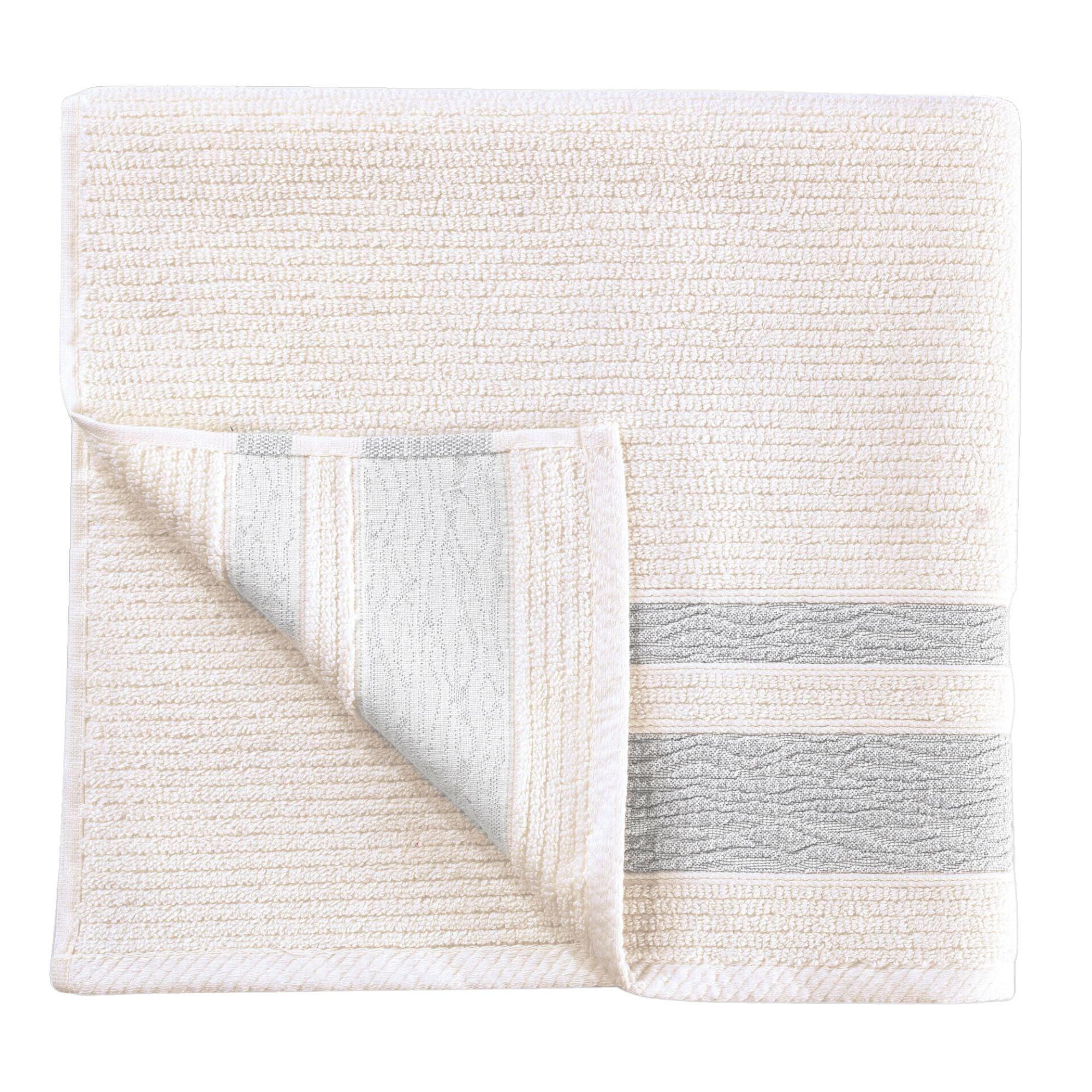 Luxury, Quick Dry Ribbed Bath Towel Light Green Bordure - BAT-1.JAQ-LIG-30.56-1.1.1 - Arconiz