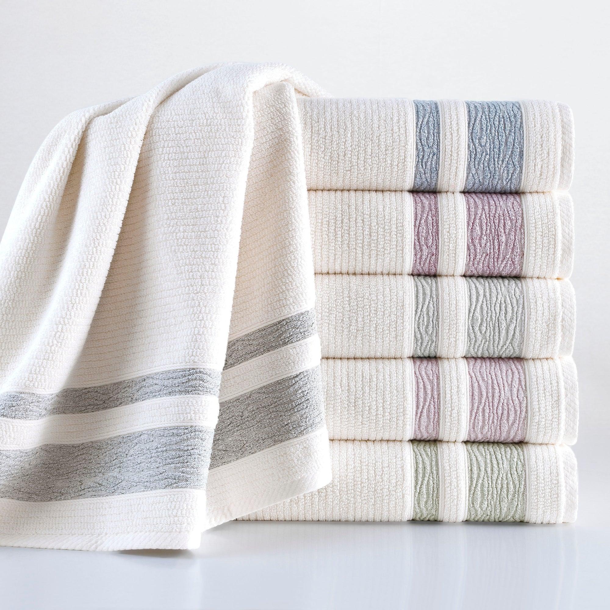 Luxury, Quick Dry Ribbed Bath Towel Dark Green Bordure - BAT-1.JAQ-OLI-30.56-1.1.1 - Arconiz