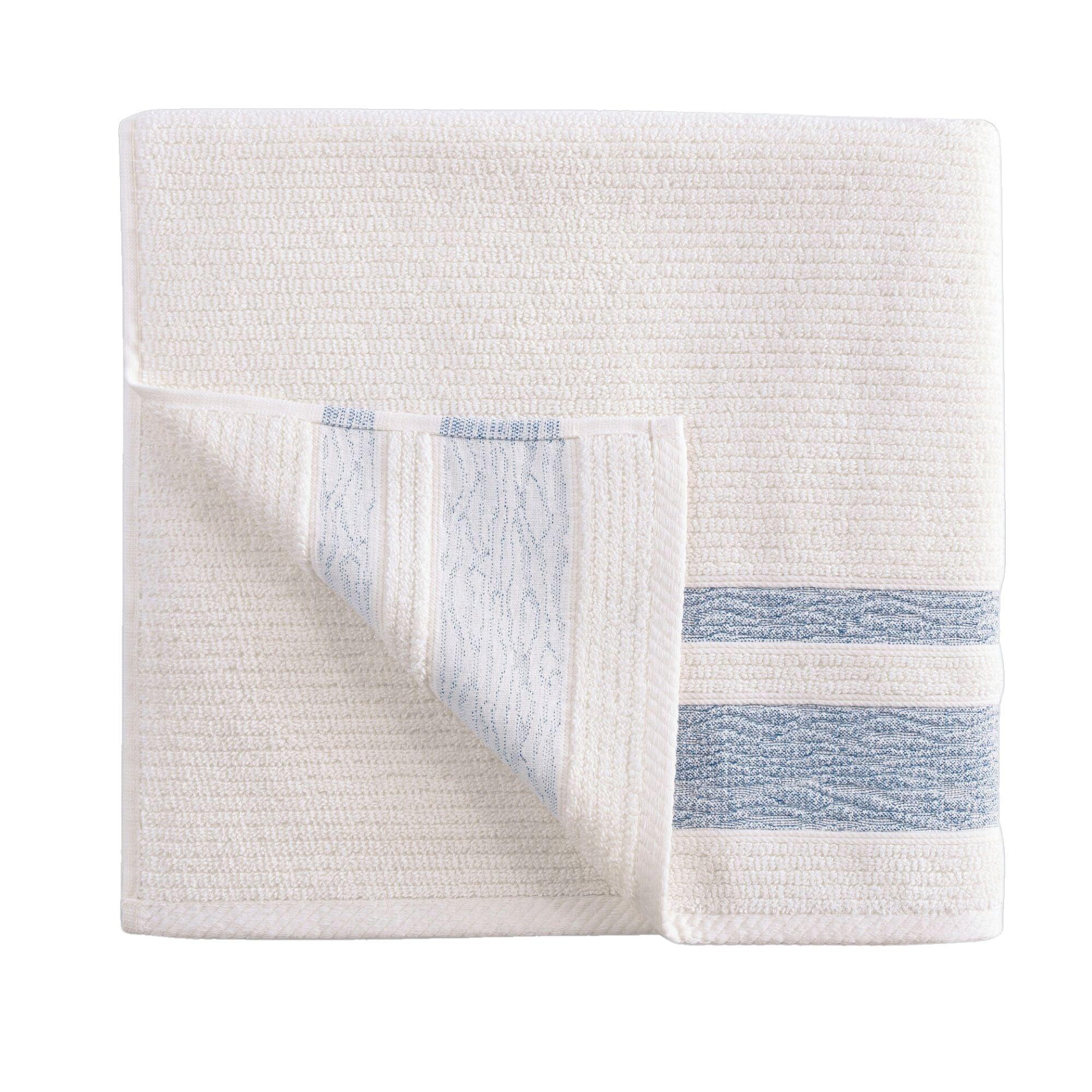 Luxury, Quick Dry Ribbed Bath Towel Navy Blue Bordure - BAT-1.JAQ-NAV-30.56-1.1.1 - Arconiz