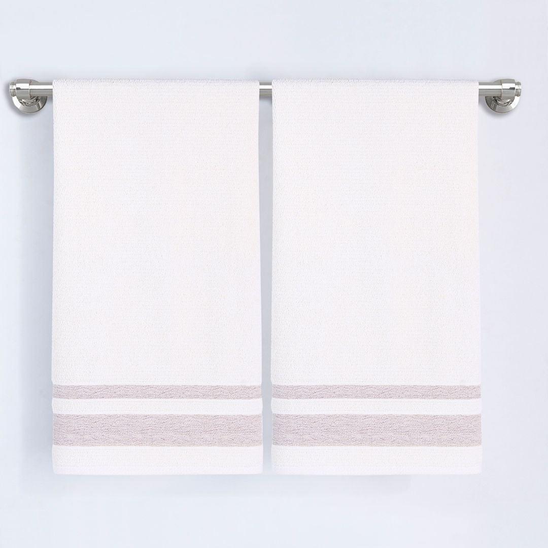 Purple Bordure Jacquard Turkish Cotton Bath Towels - 2 Piece Set - BAT-1.JAQ-PUR-30.56-1.1.2 - Arconiz