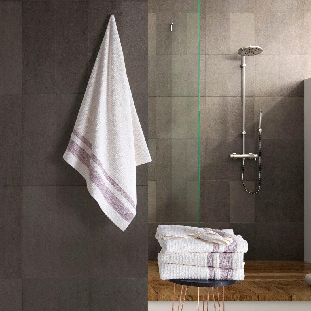 Purple Bordure Jacquard Turkish Cotton Bath Towels - 2 Piece Set - BAT-1.JAQ-PUR-30.56-1.1.2 - Arconiz