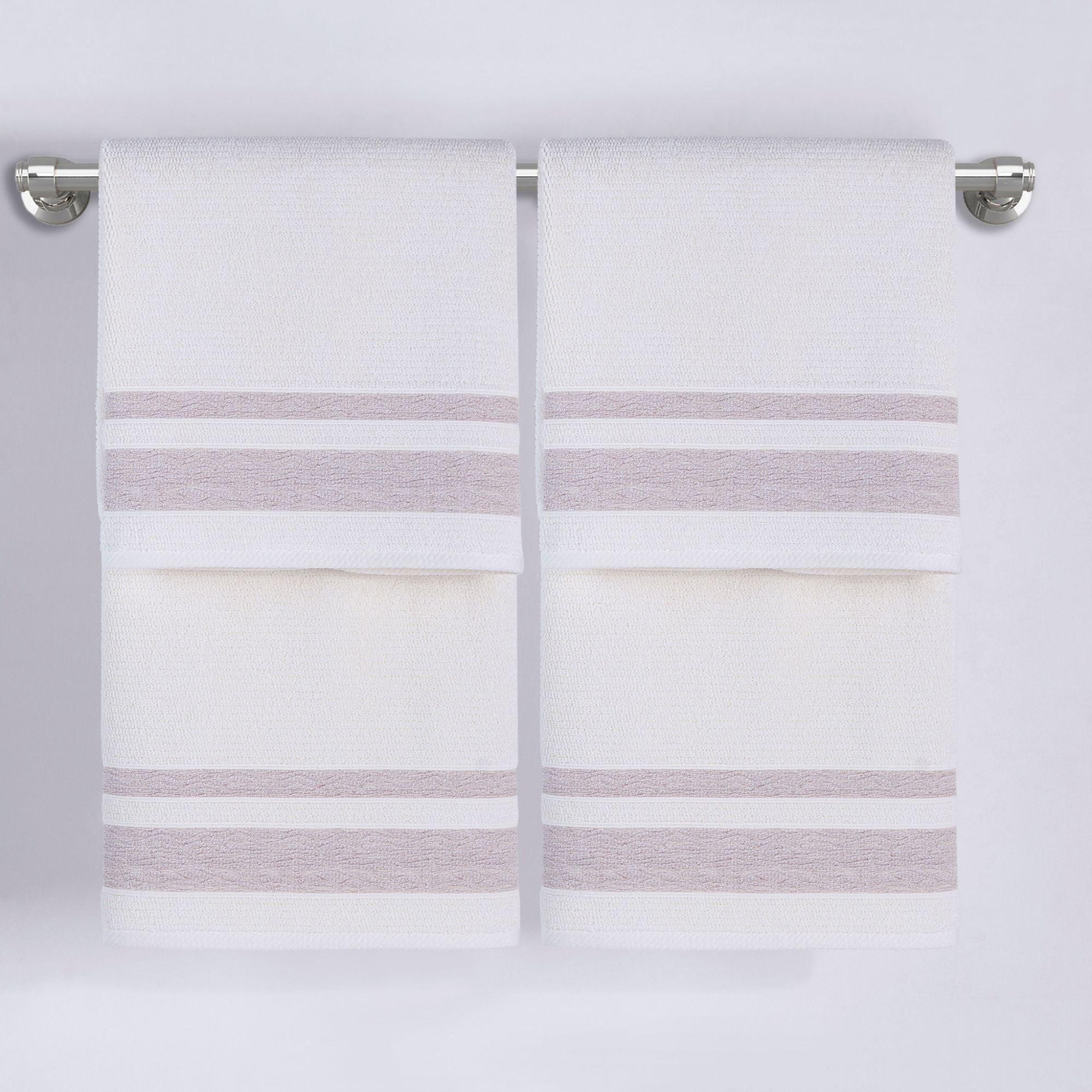 Purple Bordure Jacquard Turkish Cotton Bath Towels - 4 Piece Set - BAT-1.JAQ-PUR-30.56-1.1.4 - Arconiz