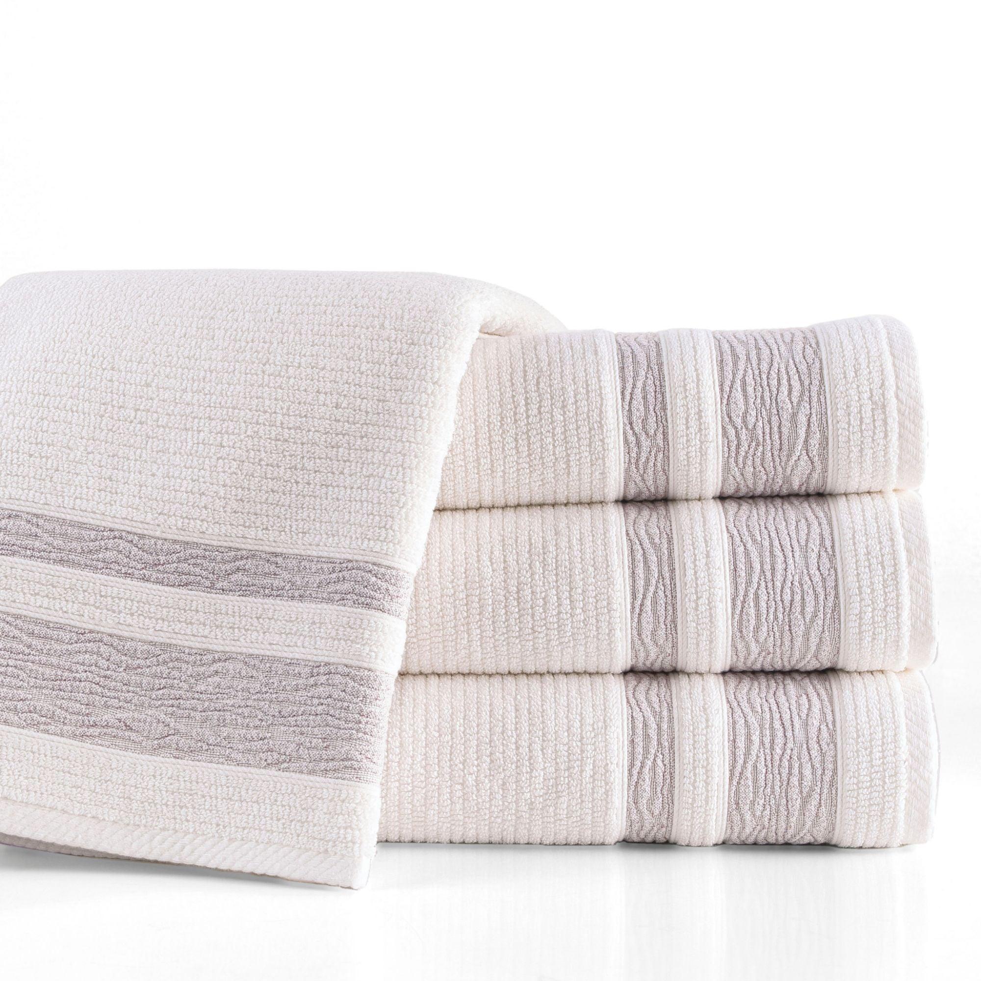 Purple Bordure Jacquard Turkish Cotton Bath Towels - 4 Piece Set - BAT-1.JAQ-PUR-30.56-1.1.4 - Arconiz