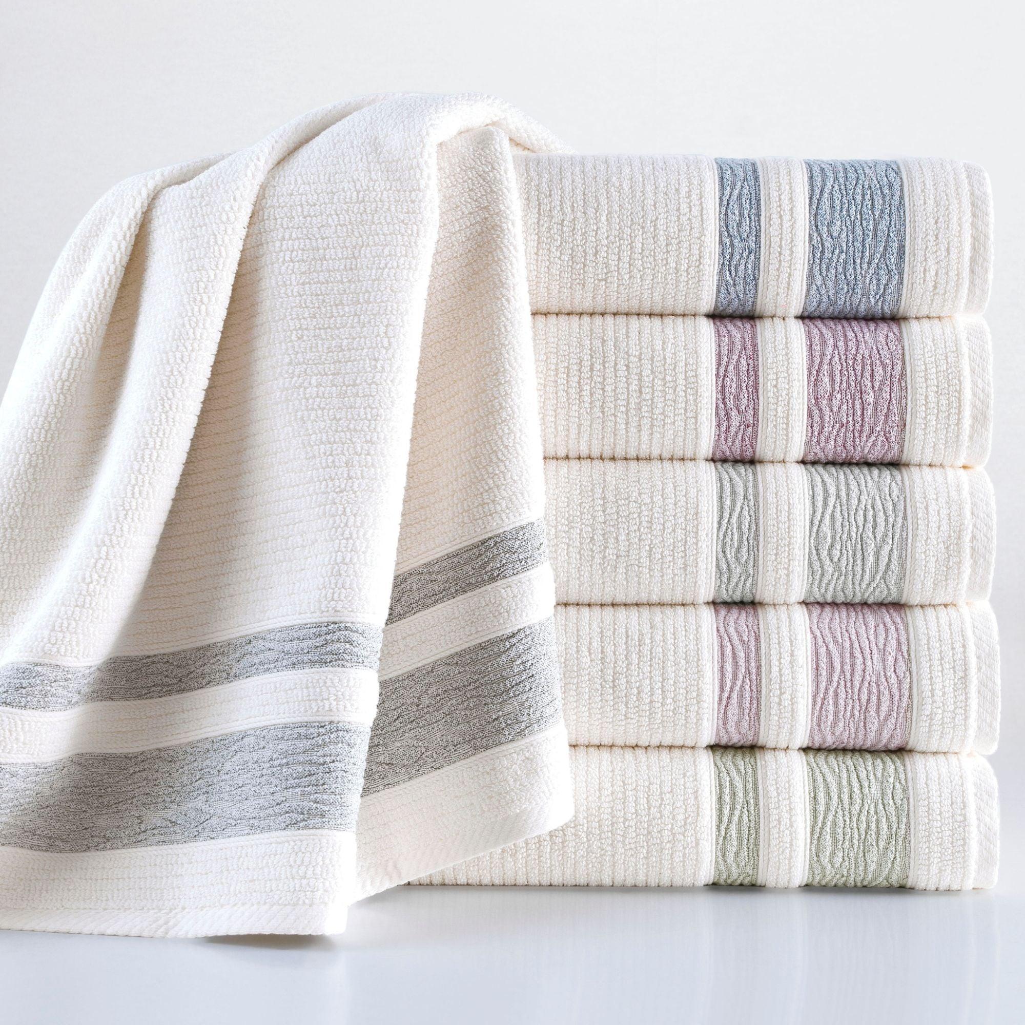 Purple Bordure Jacquard Turkish Cotton Bath Towels - 4 Piece Set - BAT-1.JAQ-PUR-30.56-1.1.4 - Arconiz