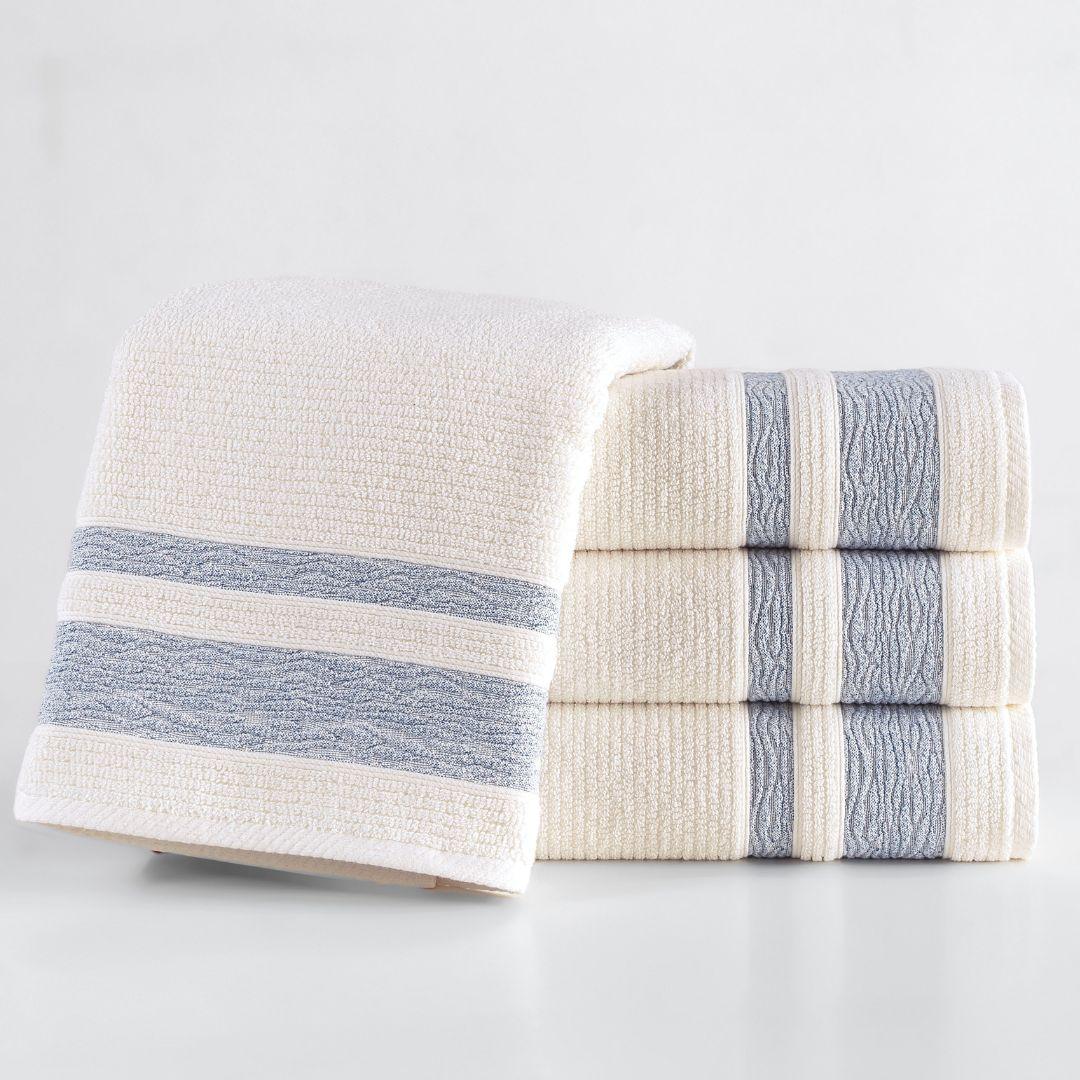 Blue Bordure Jacquard Turkish Cotton Bath Towels - 4 Piece Set - BAT-1.JAQ-PUR-30.56-1.1.7 - Arconiz