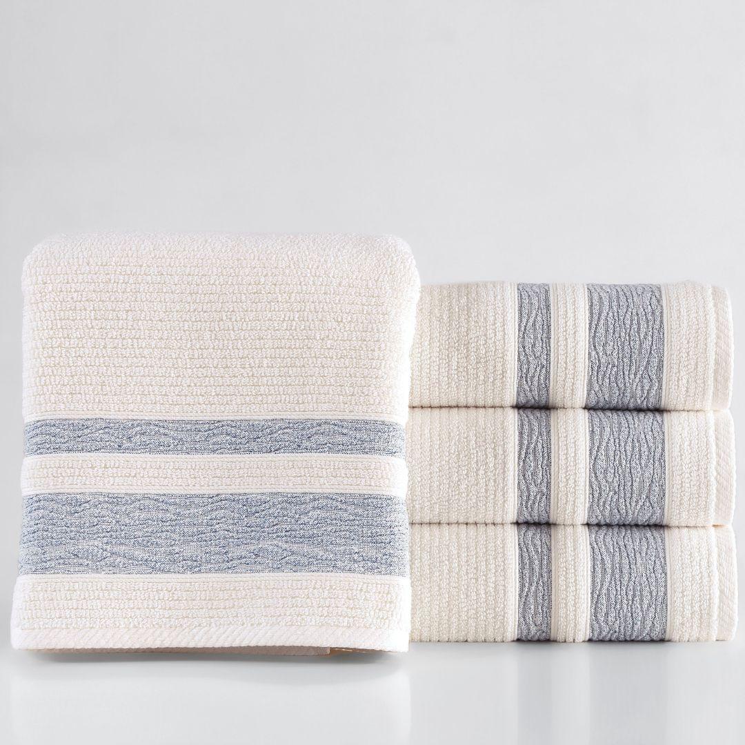 Blue Bordure Jacquard Turkish Cotton Bath Towels - 4 Piece Set - BAT-1.JAQ-PUR-30.56-1.1.7 - Arconiz
