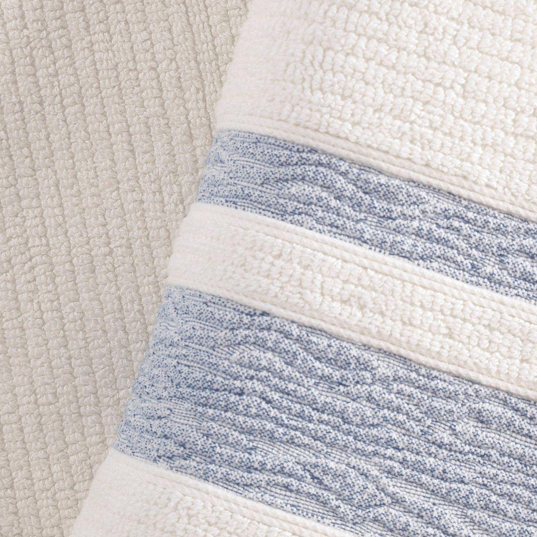 Luxury, Quick Dry Ribbed Bath Towel Navy Blue Bordure - BAT-1.JAQ-NAV-30.56-1.1.1 - Arconiz