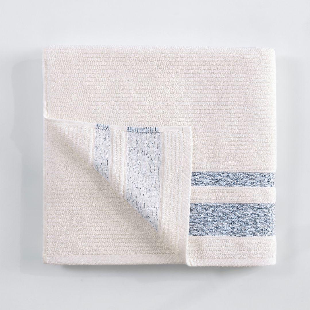 Blue Bordure Jacquard Turkish Cotton Bath Towels - 4 Piece Set - BAT-1.JAQ-PUR-30.56-1.1.7 - Arconiz