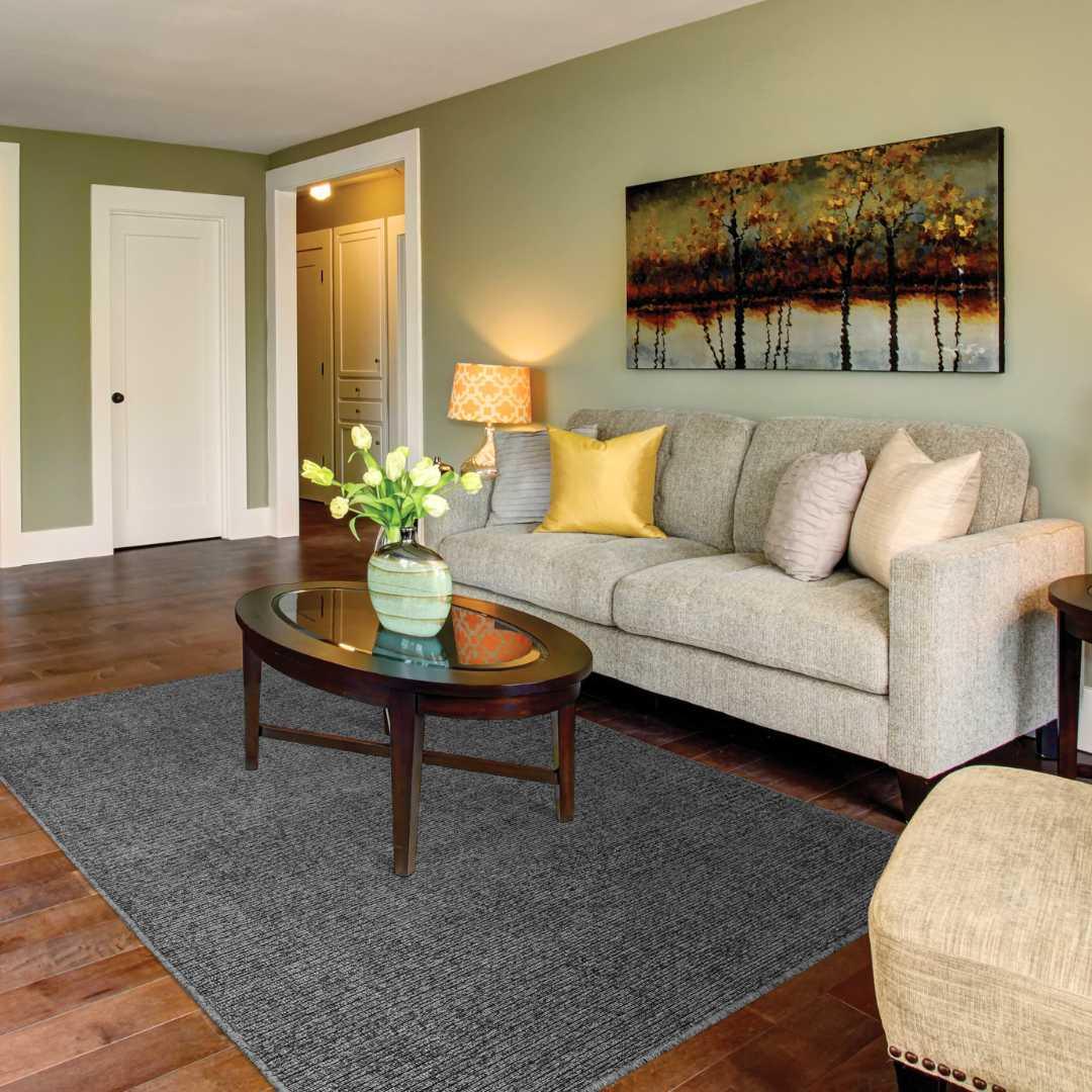 Machine Washable Solid Dark Gray Area Rug (Kid & Pet Friendly) - LOL-77010-ANT-2X6-4.4 - Arconiz