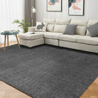 Machine Washable Solid Dark Gray Area Rug (Kid & Pet Friendly) - LOL-77010-ANT-2X6-4.4 - Arconiz